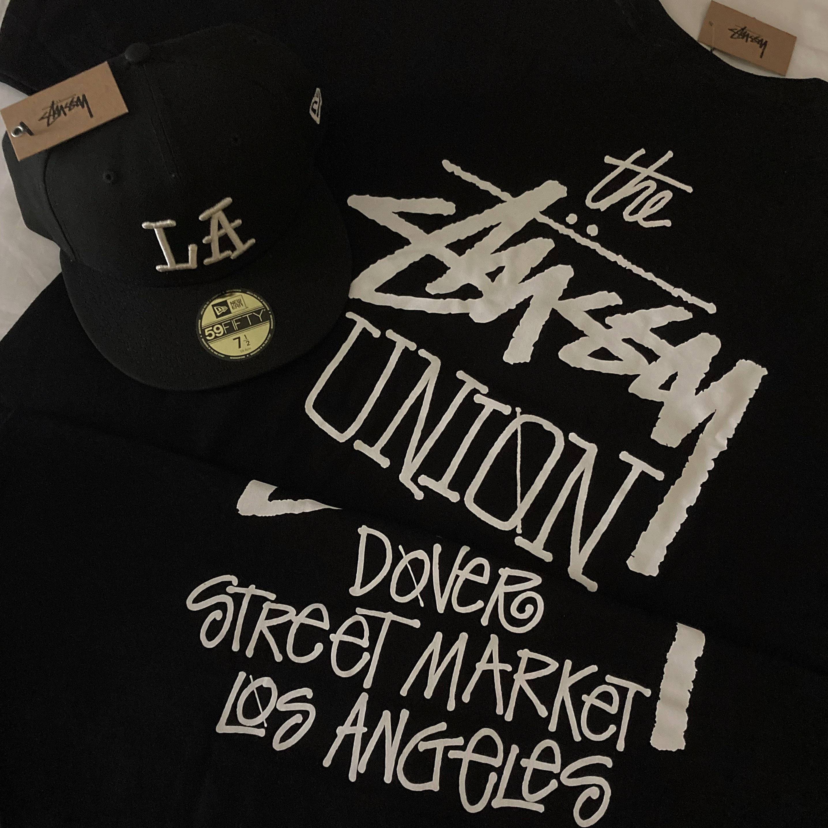 Stussy x Union T-Shirt Black, Stussy Stock DSM Los Angeles LS T-Shirt Black 착용 스타일