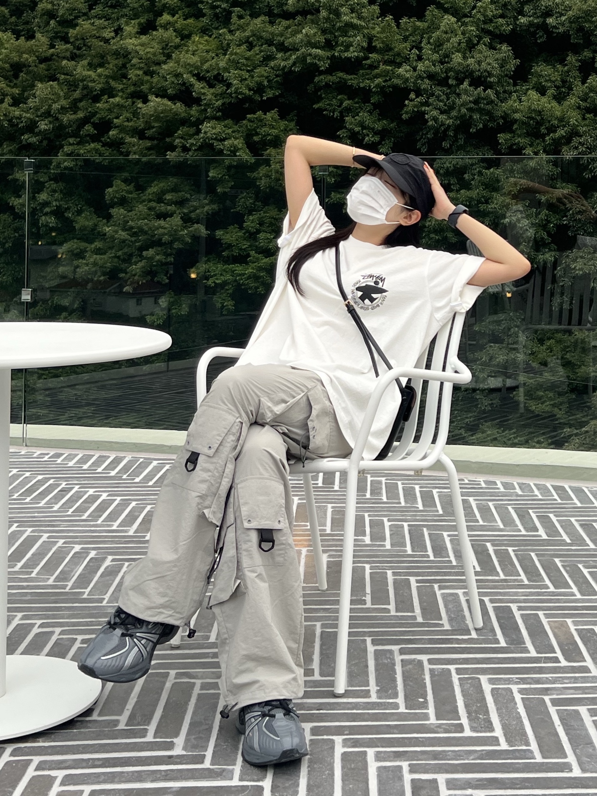 Stone Island 99576 Nylon Metal 6-Panel Cap Black, Asics HN2-S Protoblast Steel Grey 착용 스타일 - 2