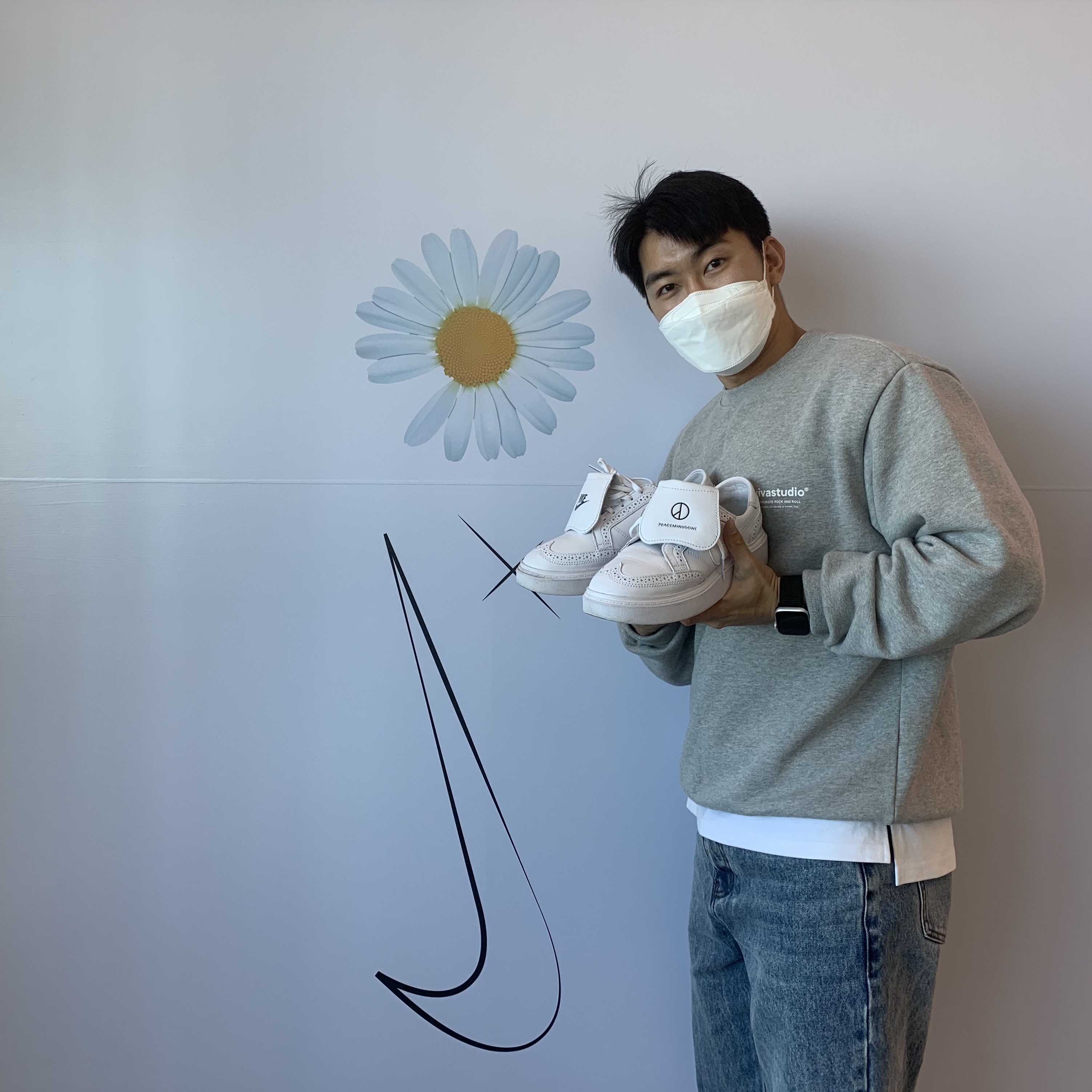 Nike x Peaceminusone Kwondo1 White 착용 스타일