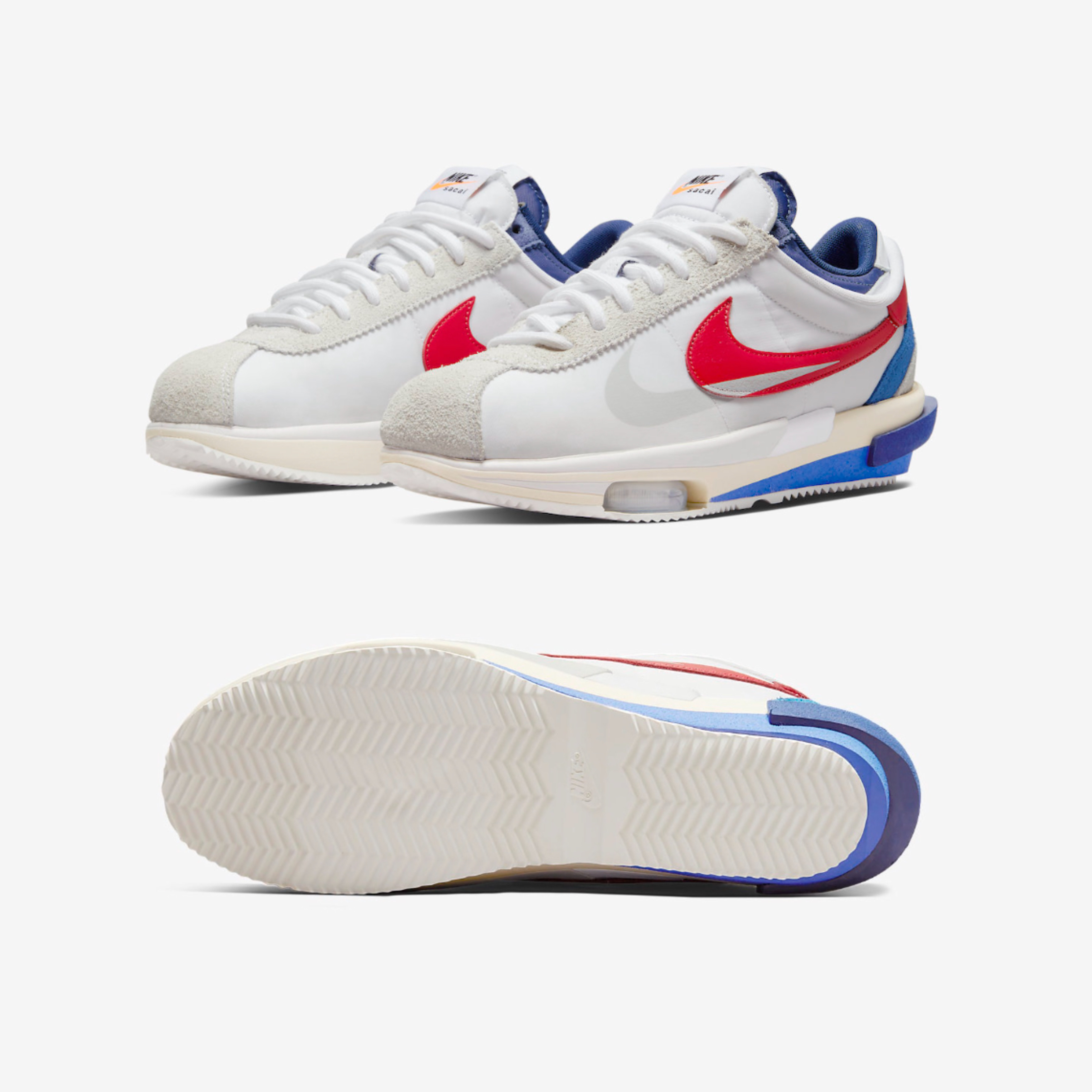 Nike x Sacai Zoom Cortez SP White and University Red 착용 스타일 - 2