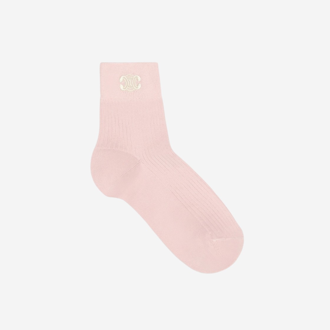 (W) Celine Cotton Triomphe Socks Light Pink 상세 이미지 1