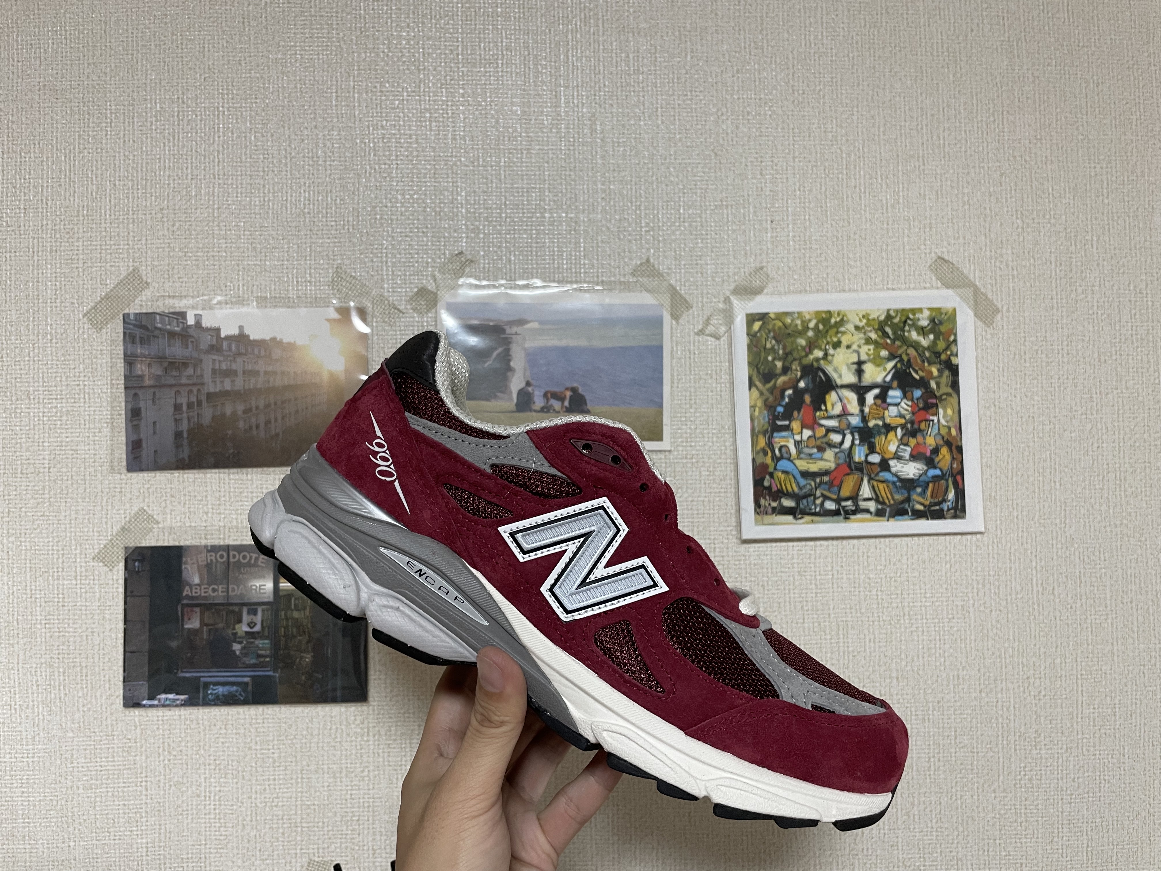 New Balance 990v3 Made in USA Scarlet Marblehead 착용 스타일