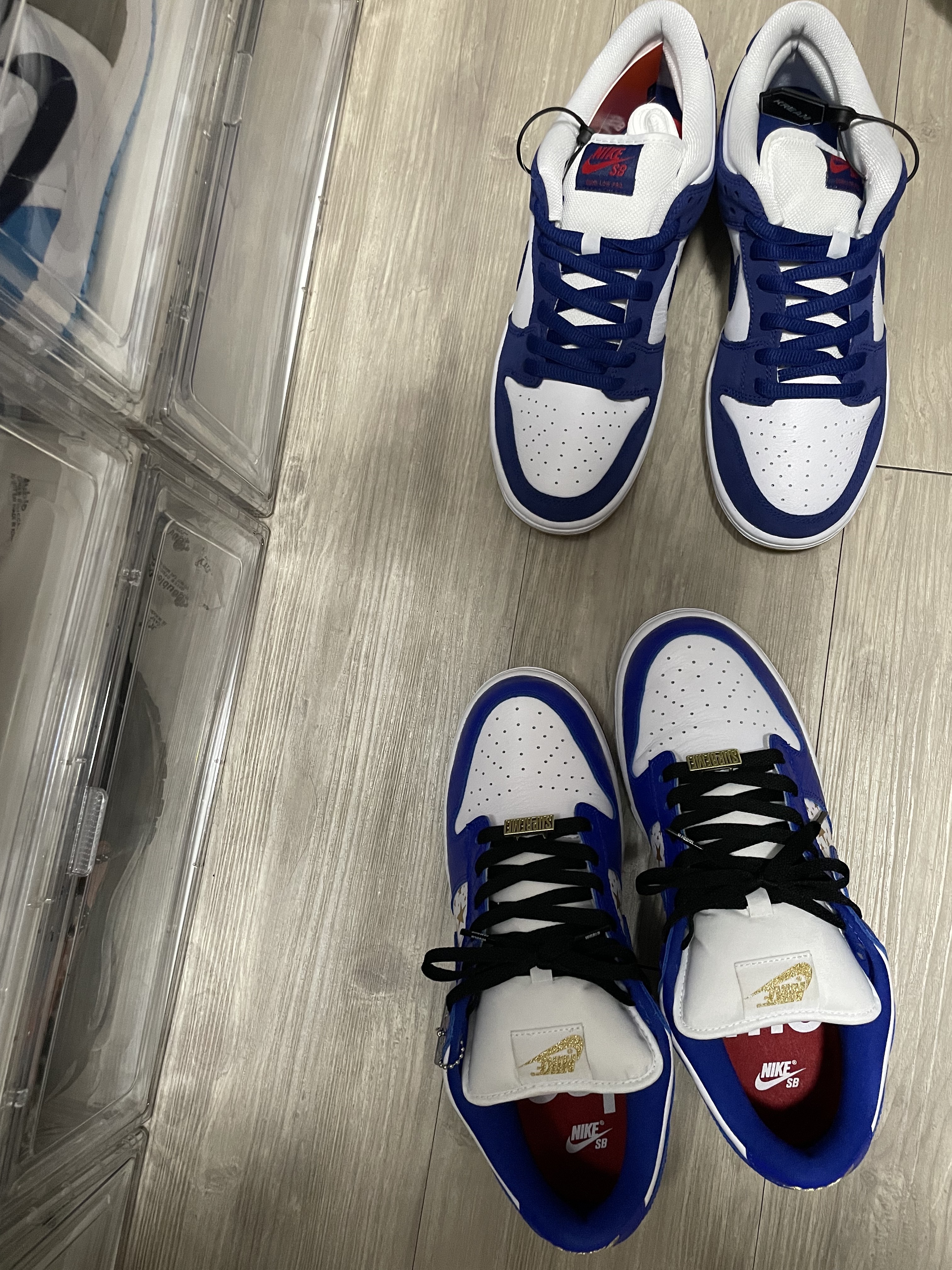 Nike x Supreme SB Dunk Low Hyper Blue, Nike SB Dunk Low Pro Premium Deep Royal Blue 착용 스타일 - 3