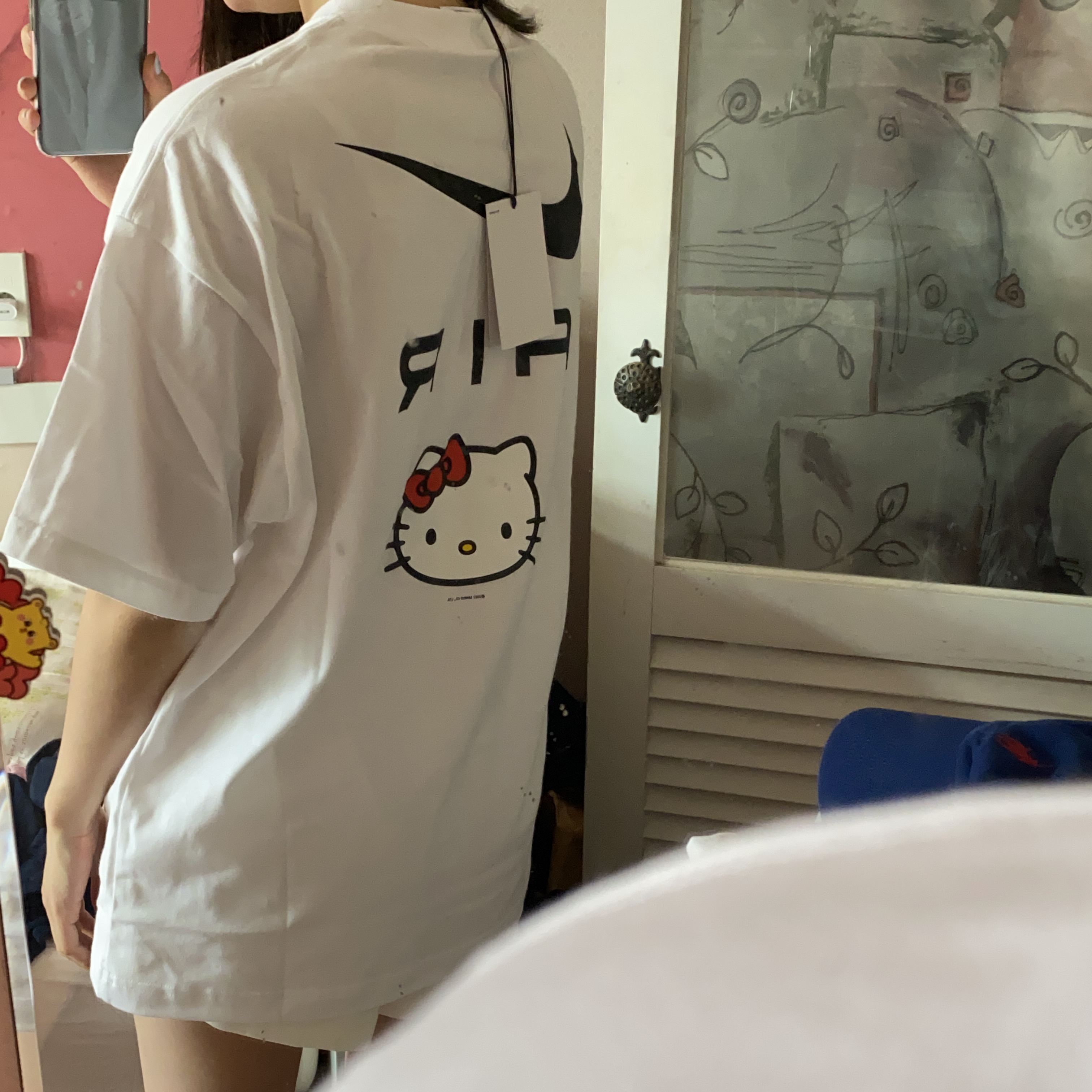 Nike x Hello Kitty NRG Air T-Shirt White - Asia 착용 스타일