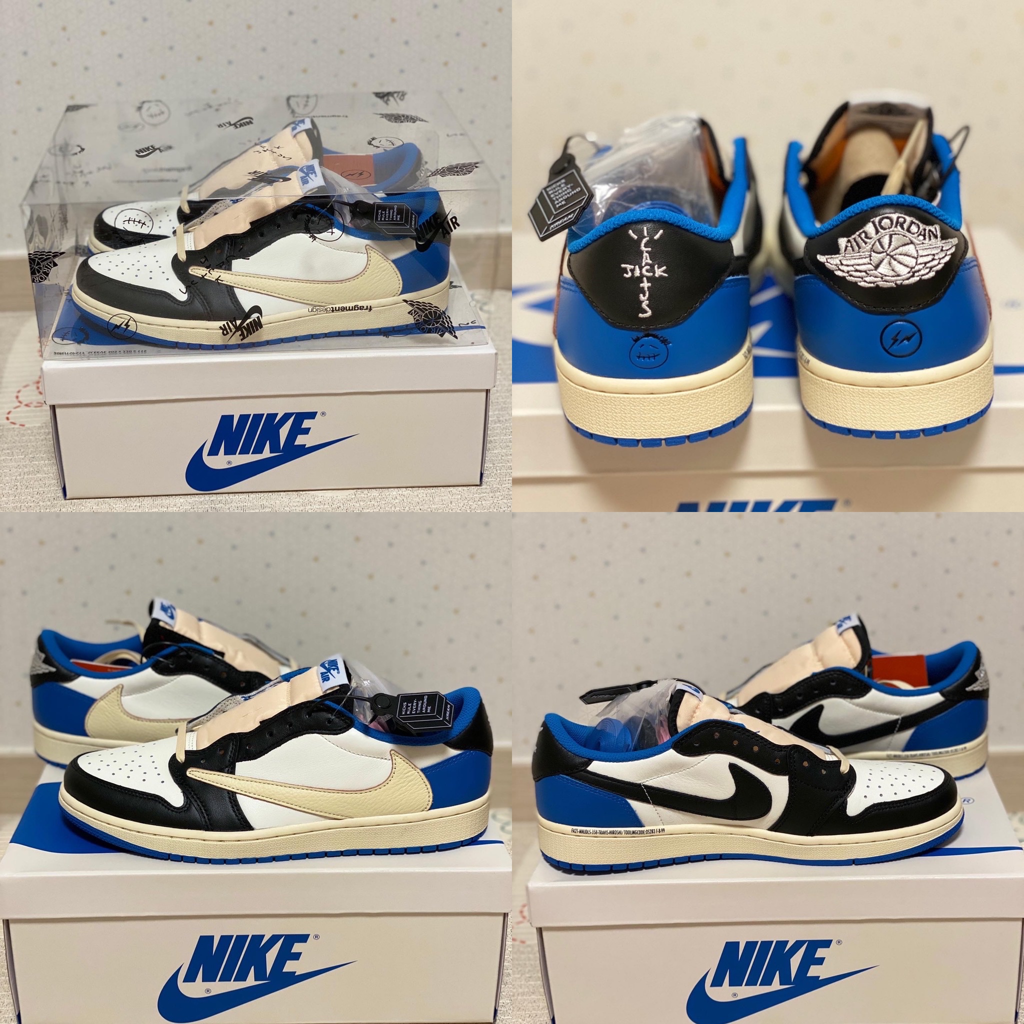 Jordan 1 x Travis Scott x Fragment Retro Low OG SP Military Blue 착용 스타일