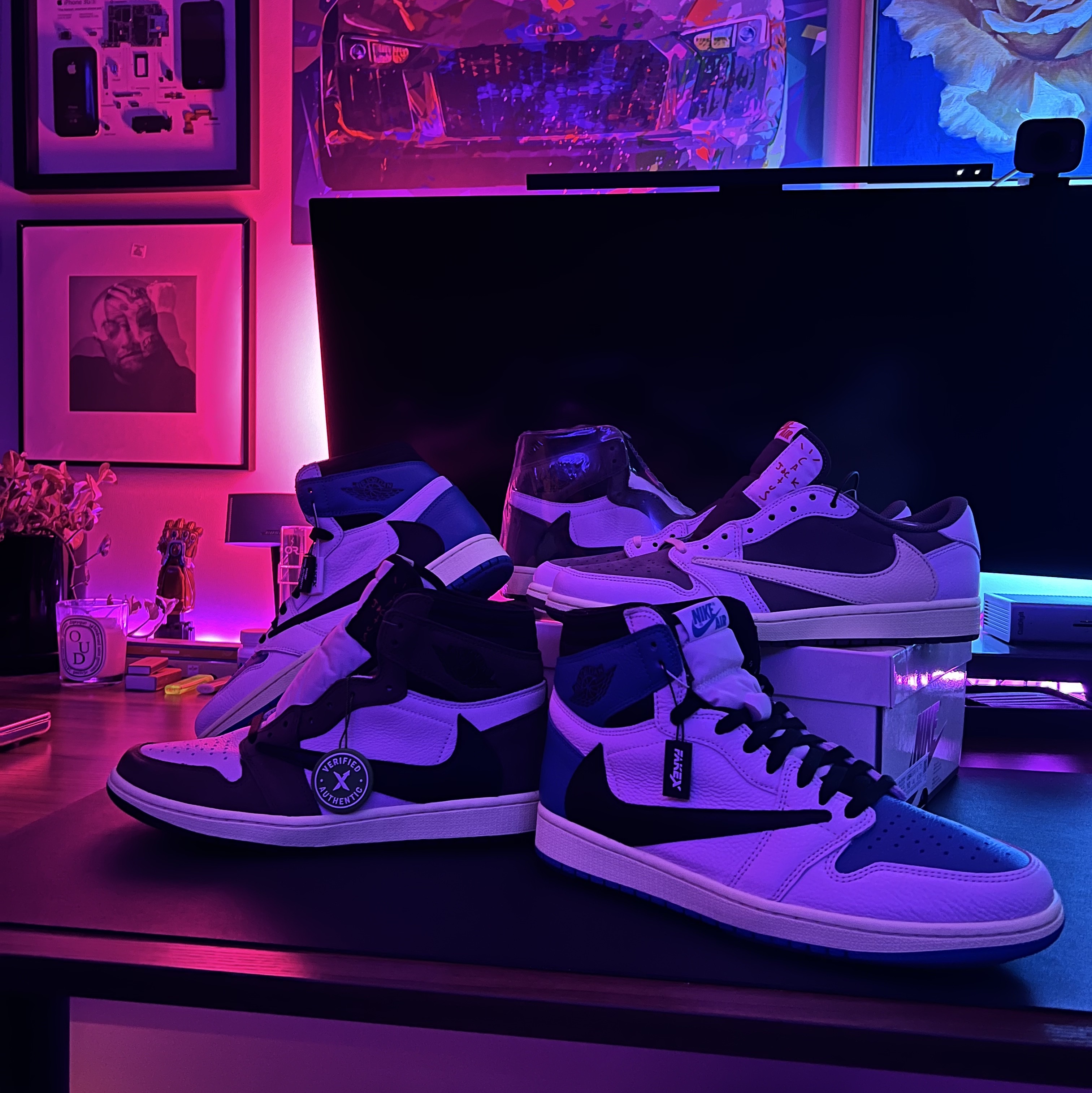 Nike x Peaceminusone Kwondo1 White, Jordan 1 x Travis Scott Retro High OG SP Mocha 착용 스타일 - 1