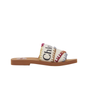 (W) Chloe Woody Flat Mule White Multicolor