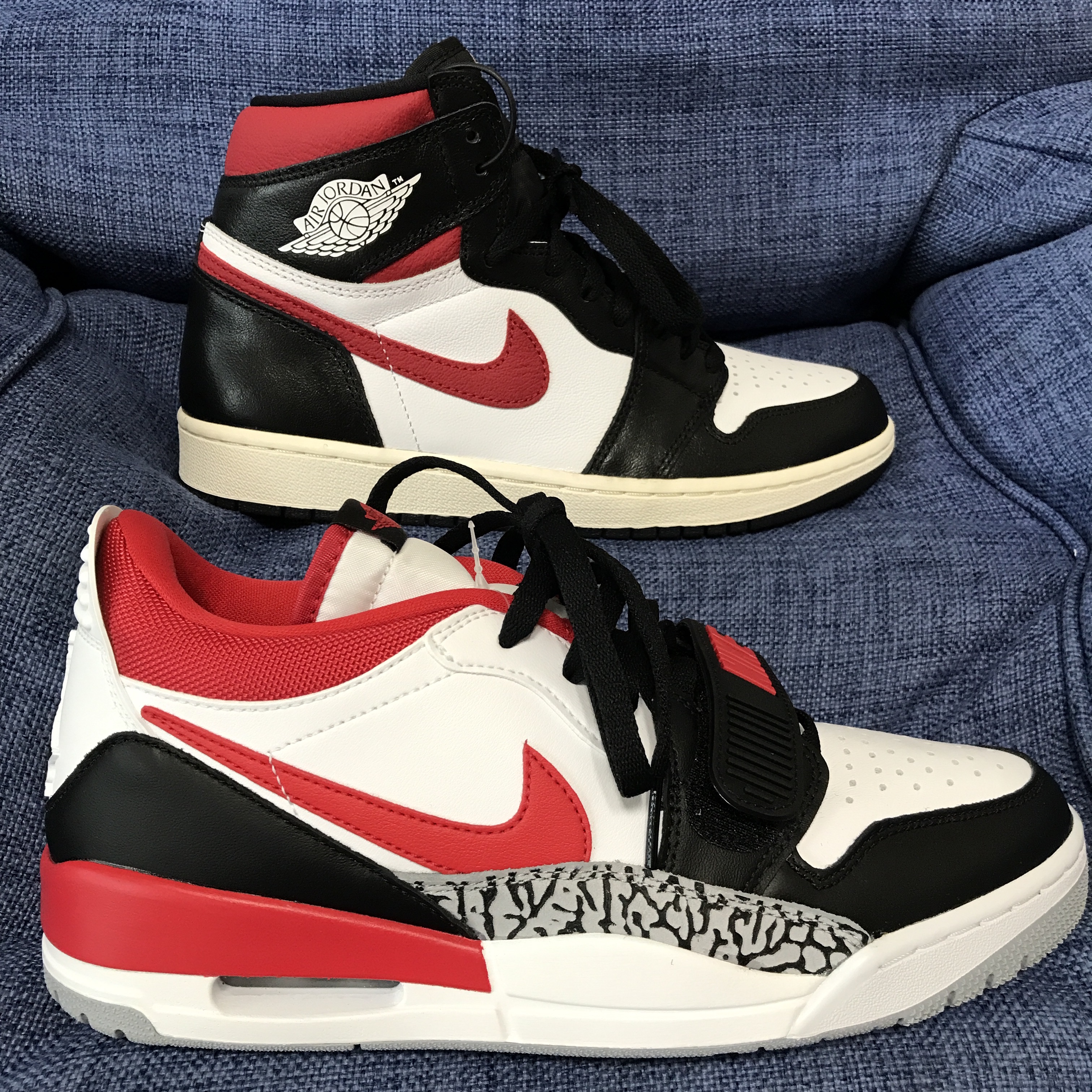 Jordan Legacy 312 Low Fire Red, Jordan 1 Retro High OG Gym Red 착용 스타일