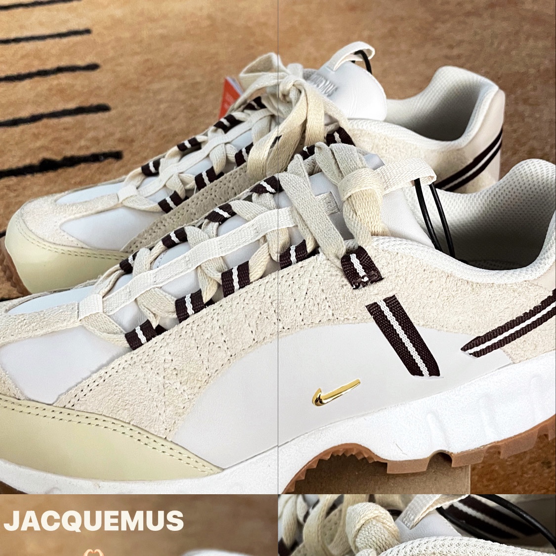 Nike x Jacquemus Air Humara LX Light Bone and Gold 착용 스타일 - 1