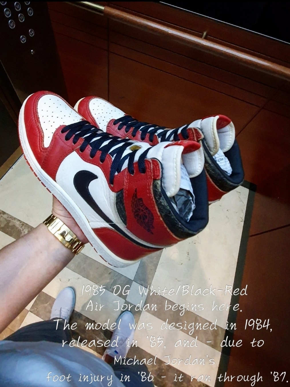 Jordan 1 OG Chicago 1985, Rolex Yacht-Master II 44mm 116688 White Oyster 착용 스타일