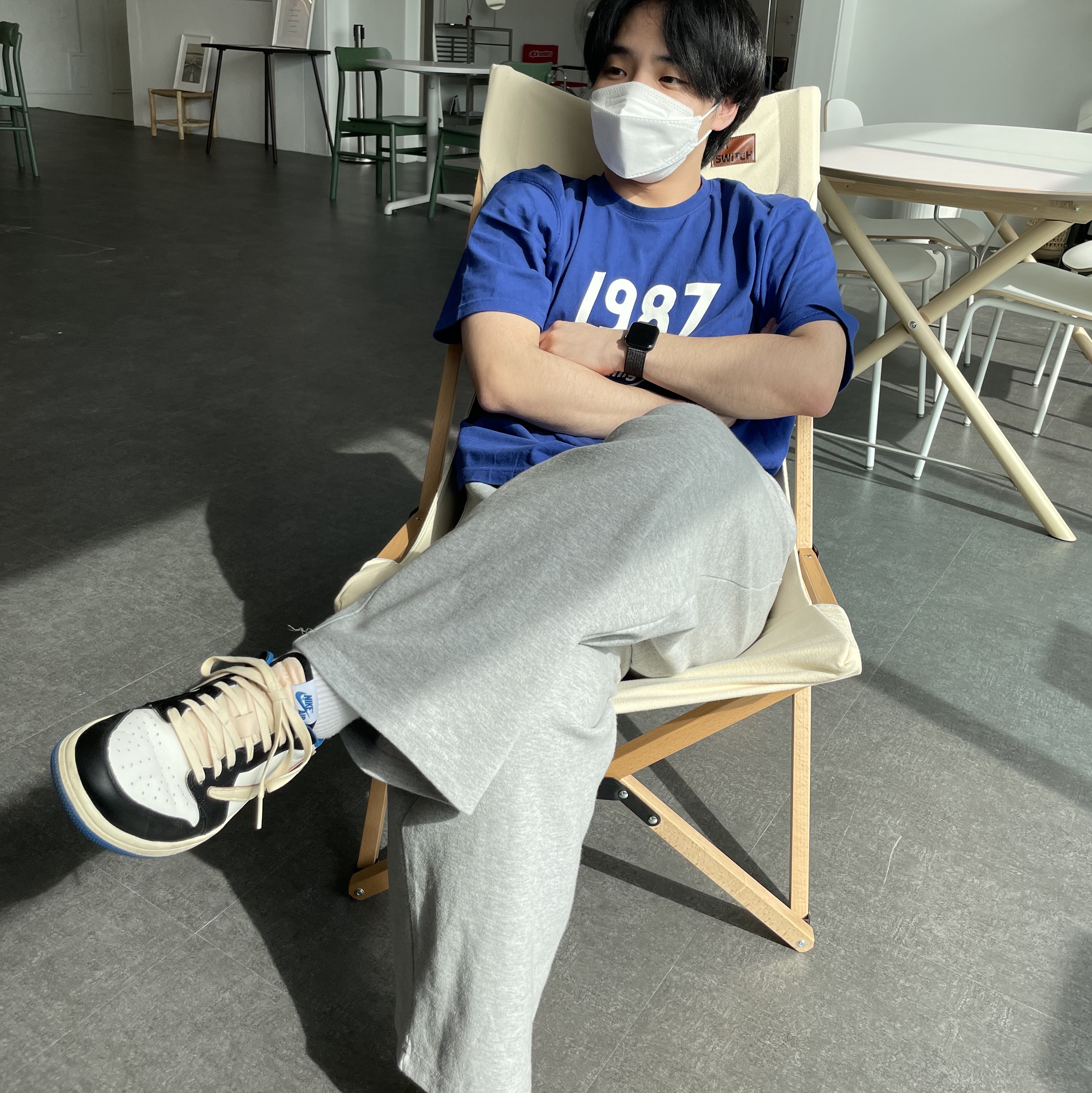 Jordan 1 x Travis Scott x Fragment Retro Low OG SP Military Blue 착용 스타일