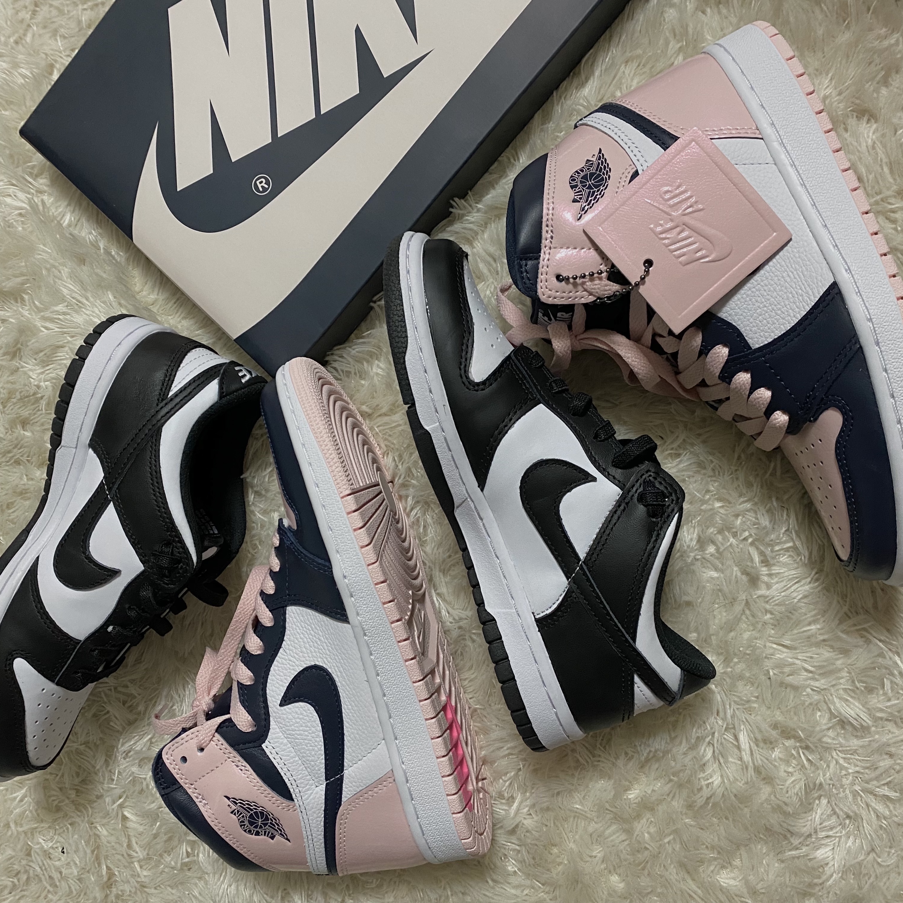 (W) Jordan 1 Retro High OG Atmosphere, (W) Nike Dunk Low Black 착용 스타일 - 4