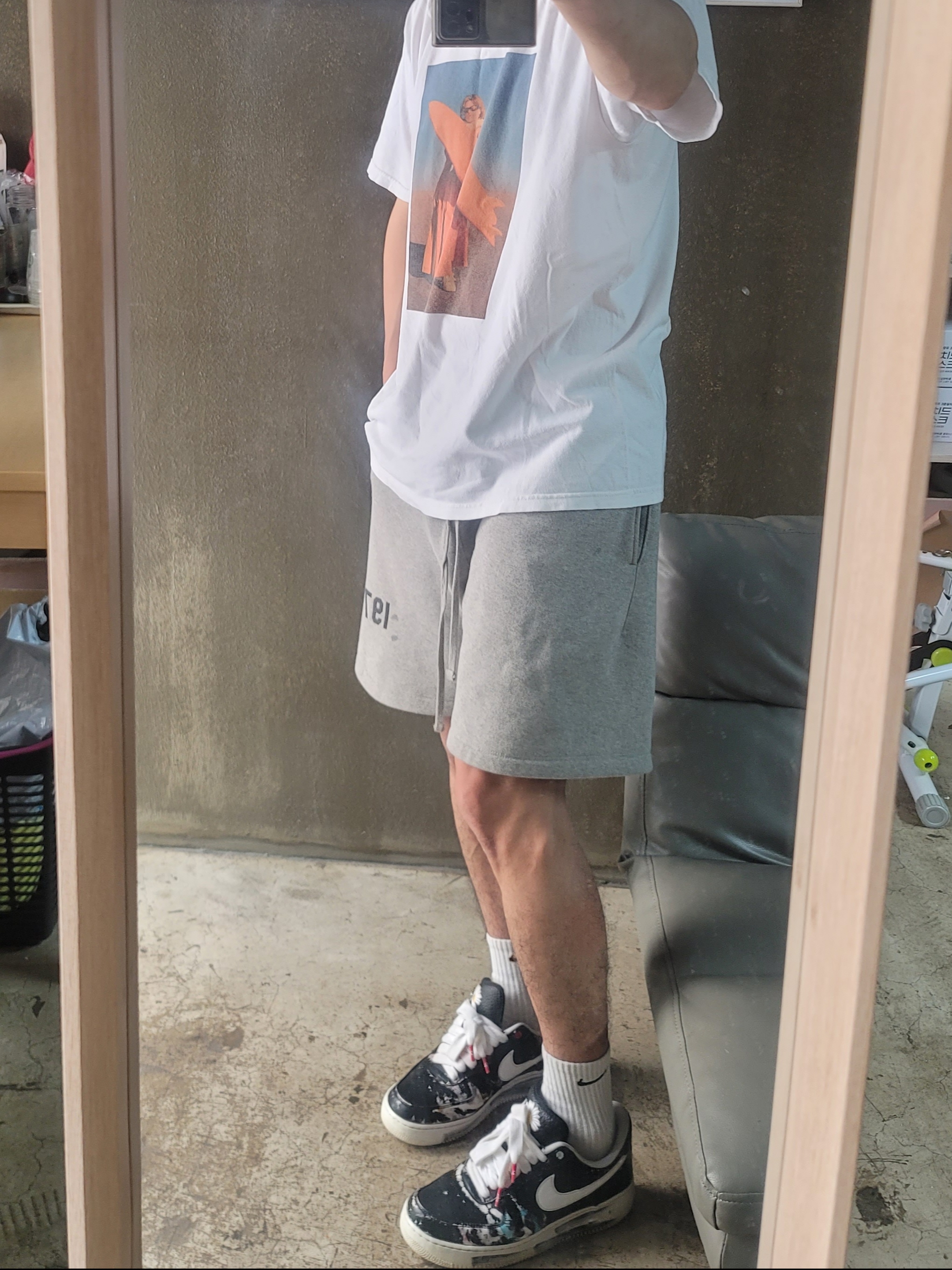 Nike x Peaceminusone Air Force 1 Low Para-Noise, Essentials 1977 Shorts Dark Oatmeal - 22SS 착용 스타일