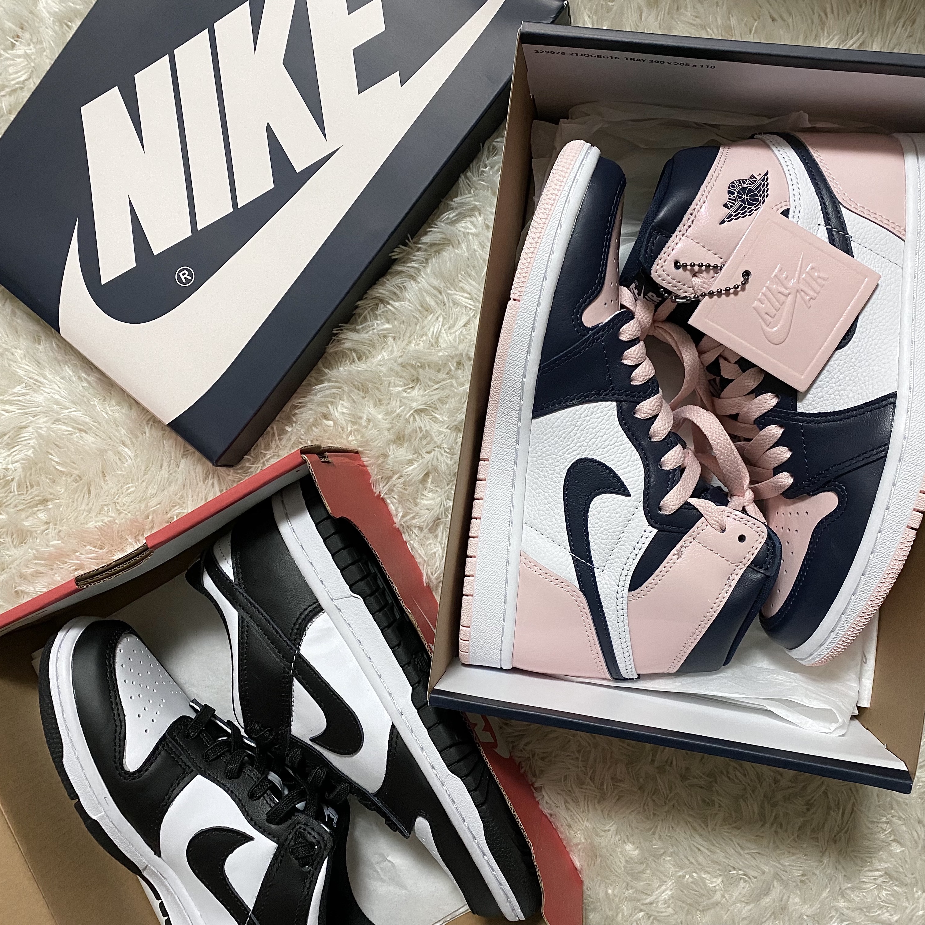 (W) Jordan 1 Retro High OG Atmosphere, (W) Nike Dunk Low Black 착용 스타일 - 3