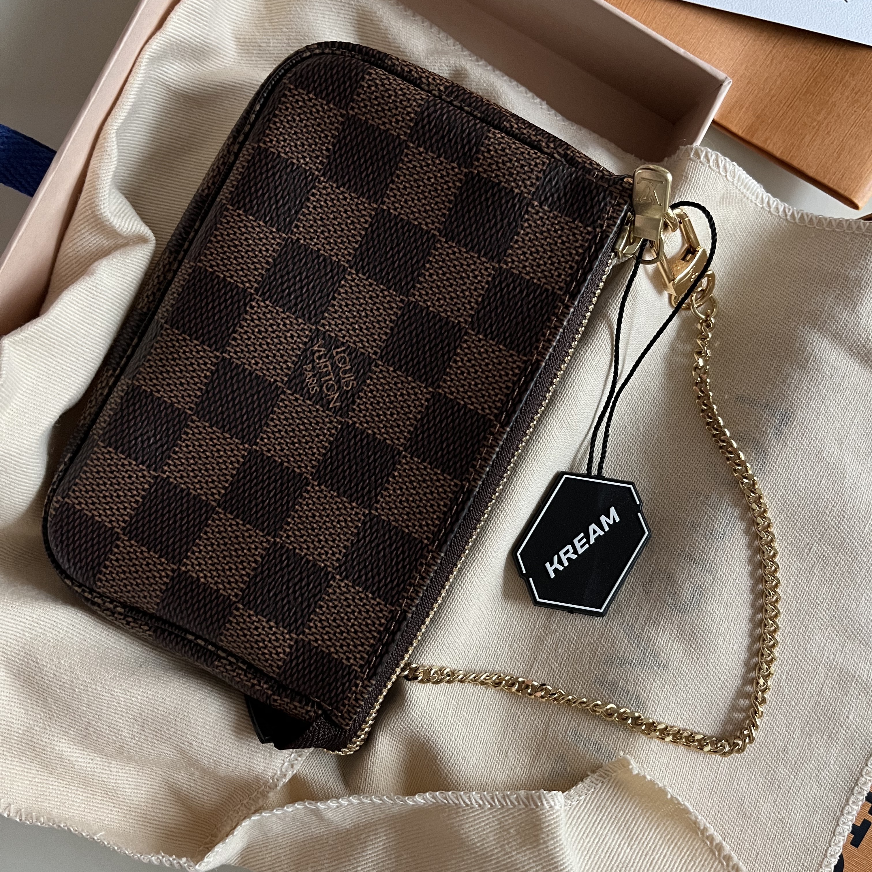 Louis Vuitton Mini Pochette Accessoires Damier Ebene 착용 스타일 - 1