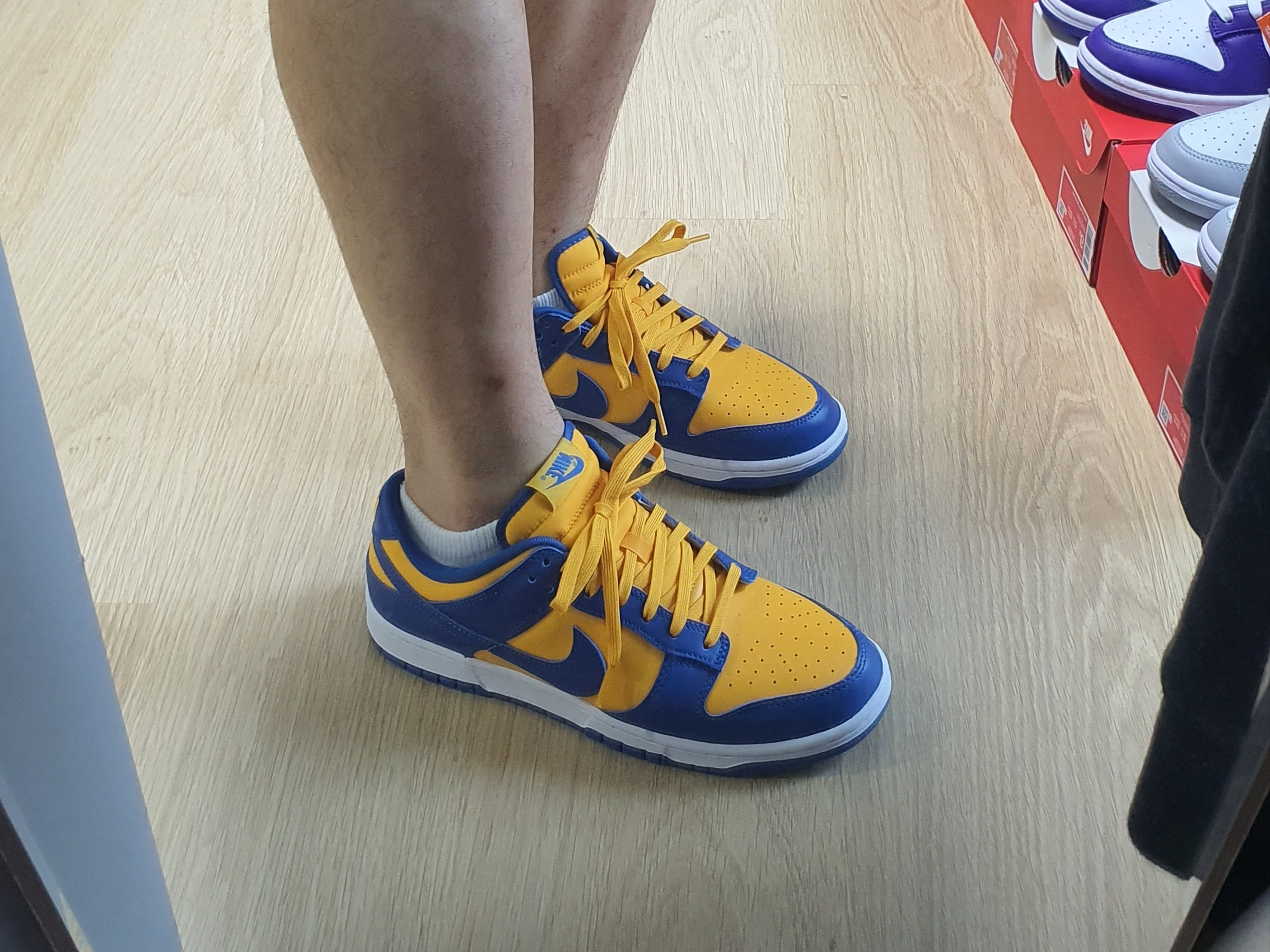 Nike Dunk Low Retro Blue Jay and University Gold 착용 스타일 - 3