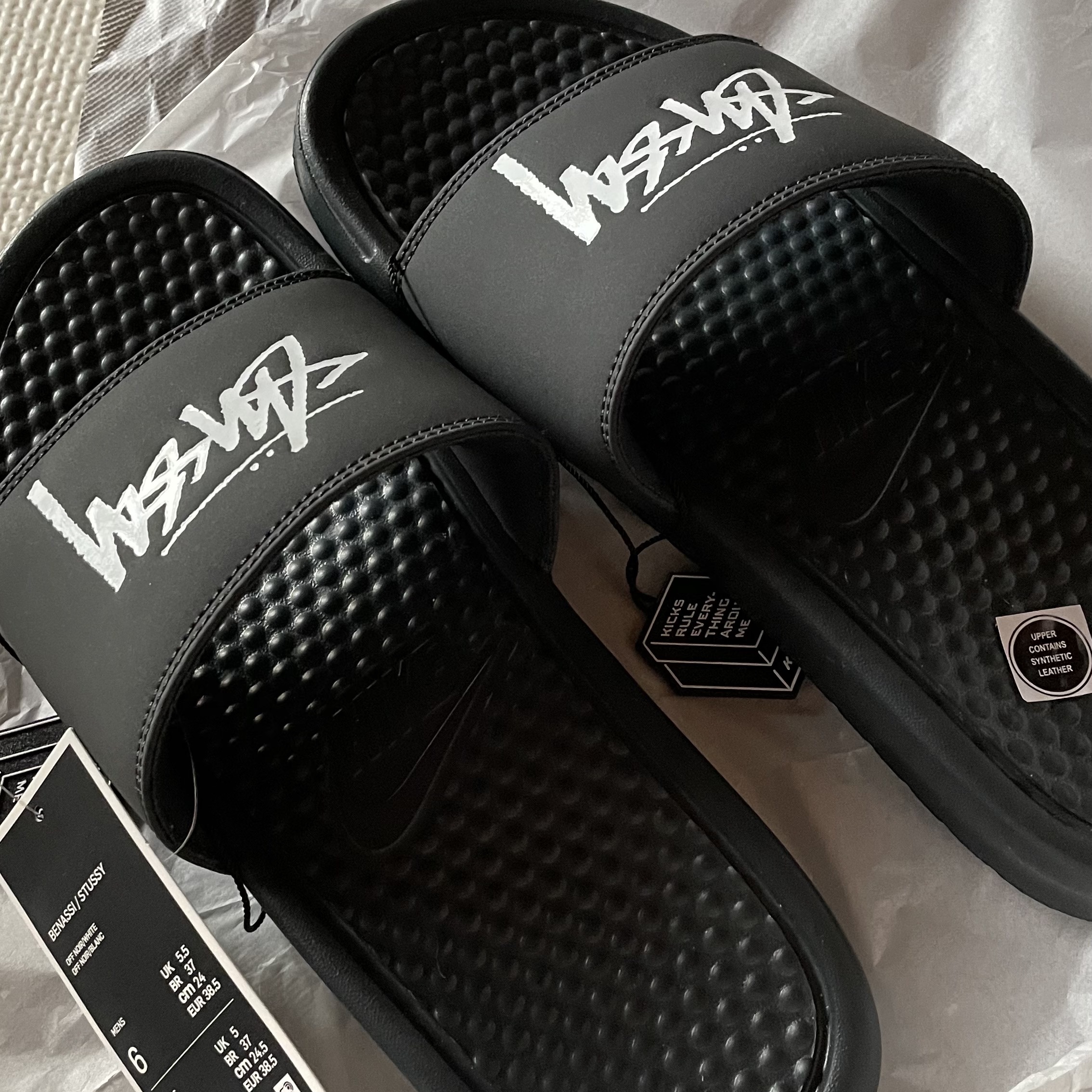 Nike x Stussy Benassi Slide Off Noir 착용 스타일