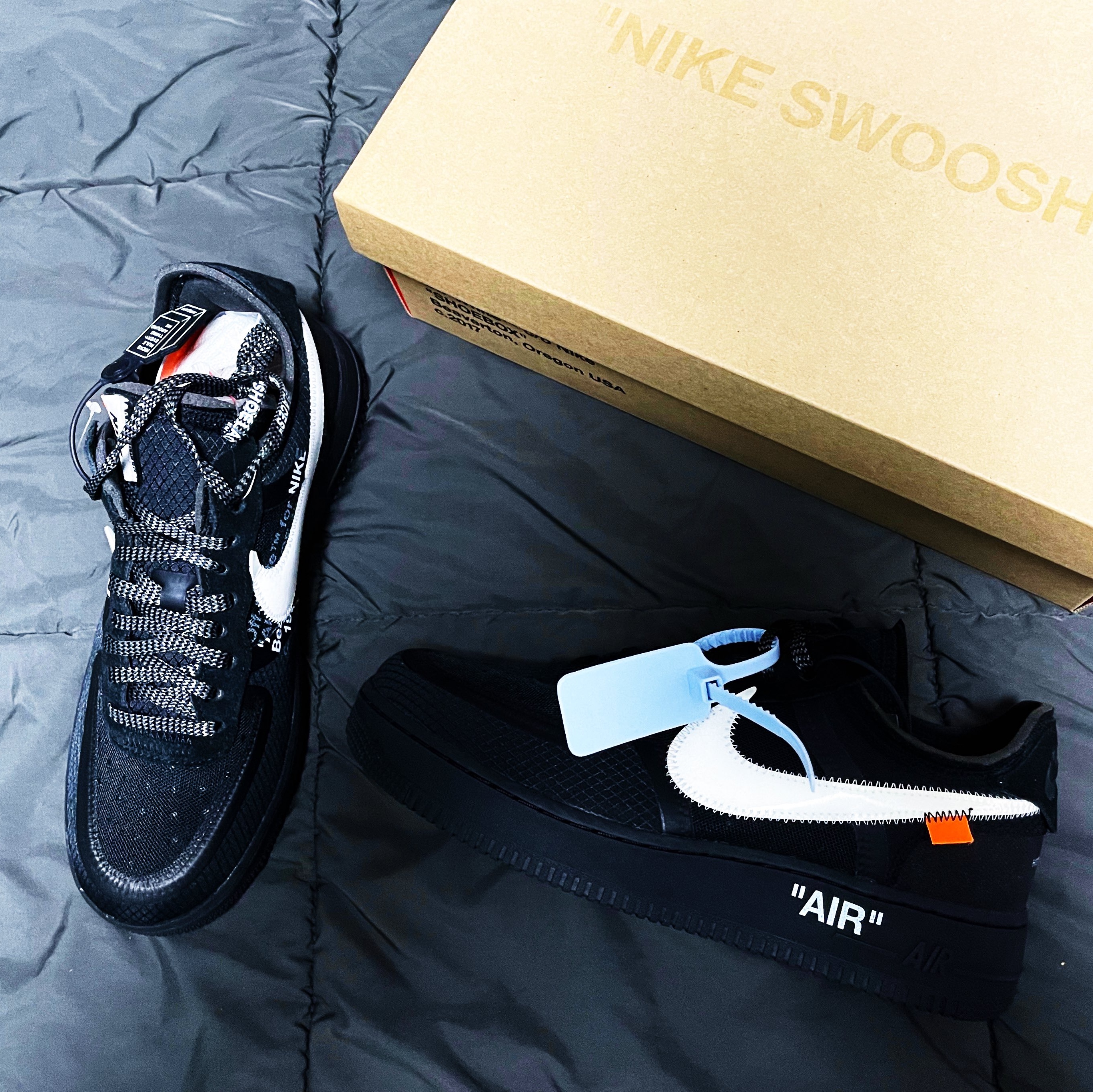 Nike x Off-White Air Force 1 Low Black White 착용 스타일