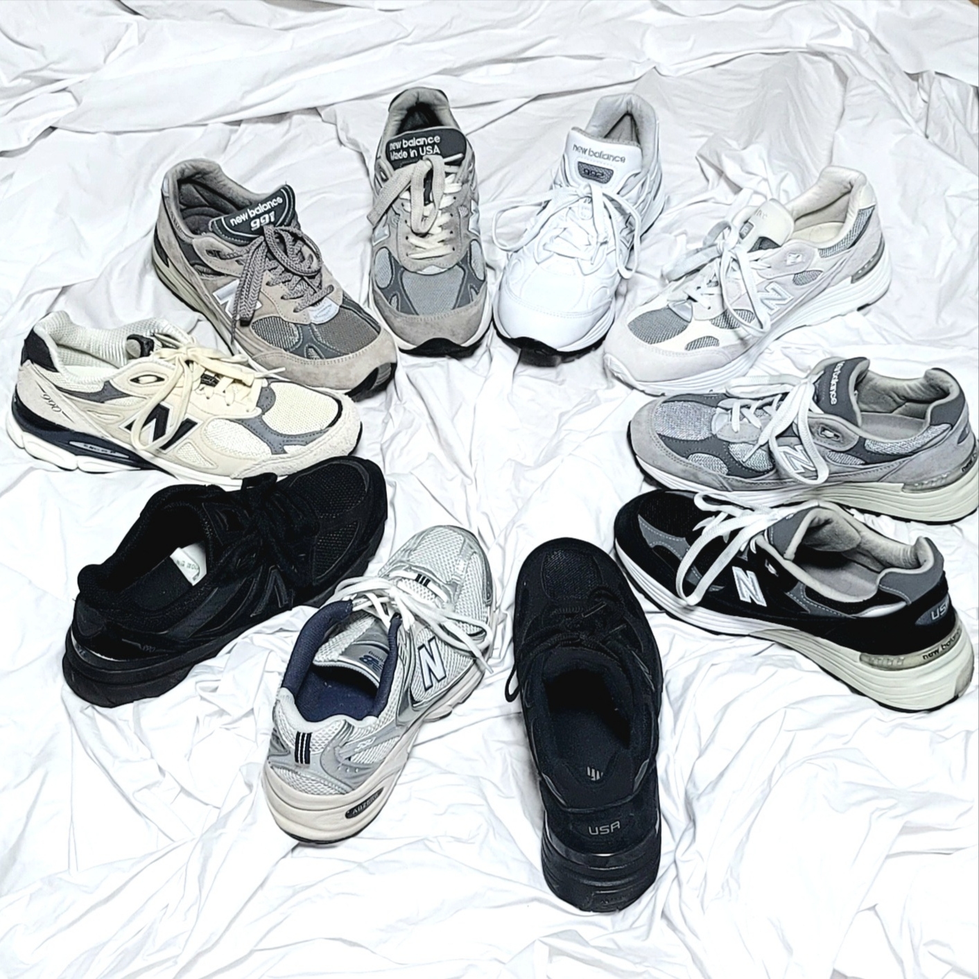 New Balance 992 Made in USA Grey - D Standard, New Balance 991 Made in UK Grey 착용 스타일