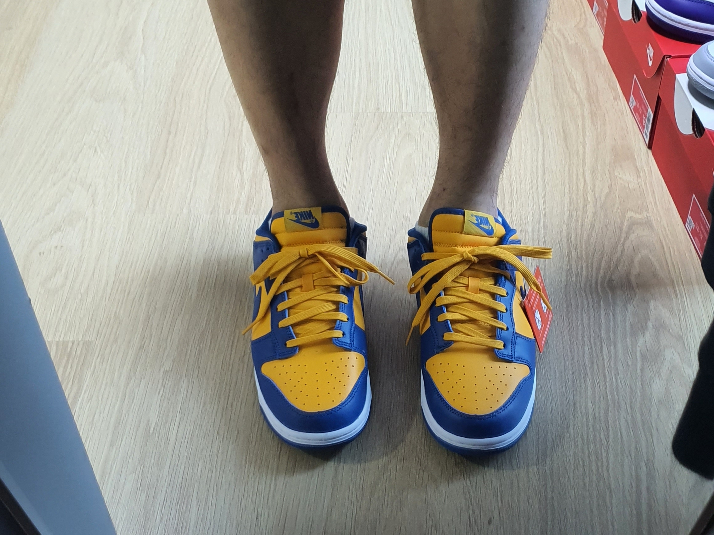 Nike Dunk Low Retro Blue Jay and University Gold 착용 스타일 - 4