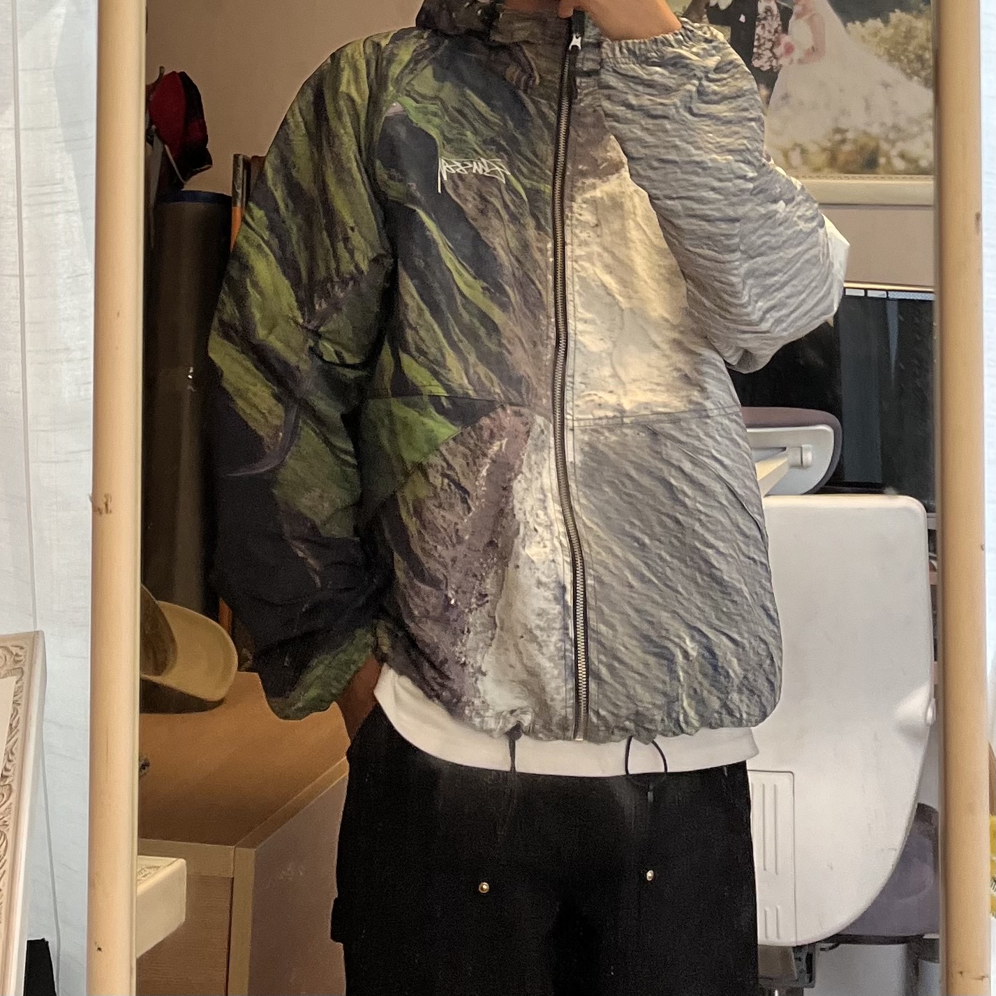 Stussy Curly S Sweater Natural, Stussy Coastline Beach Shell Jacket Multi 착용 스타일 - 3