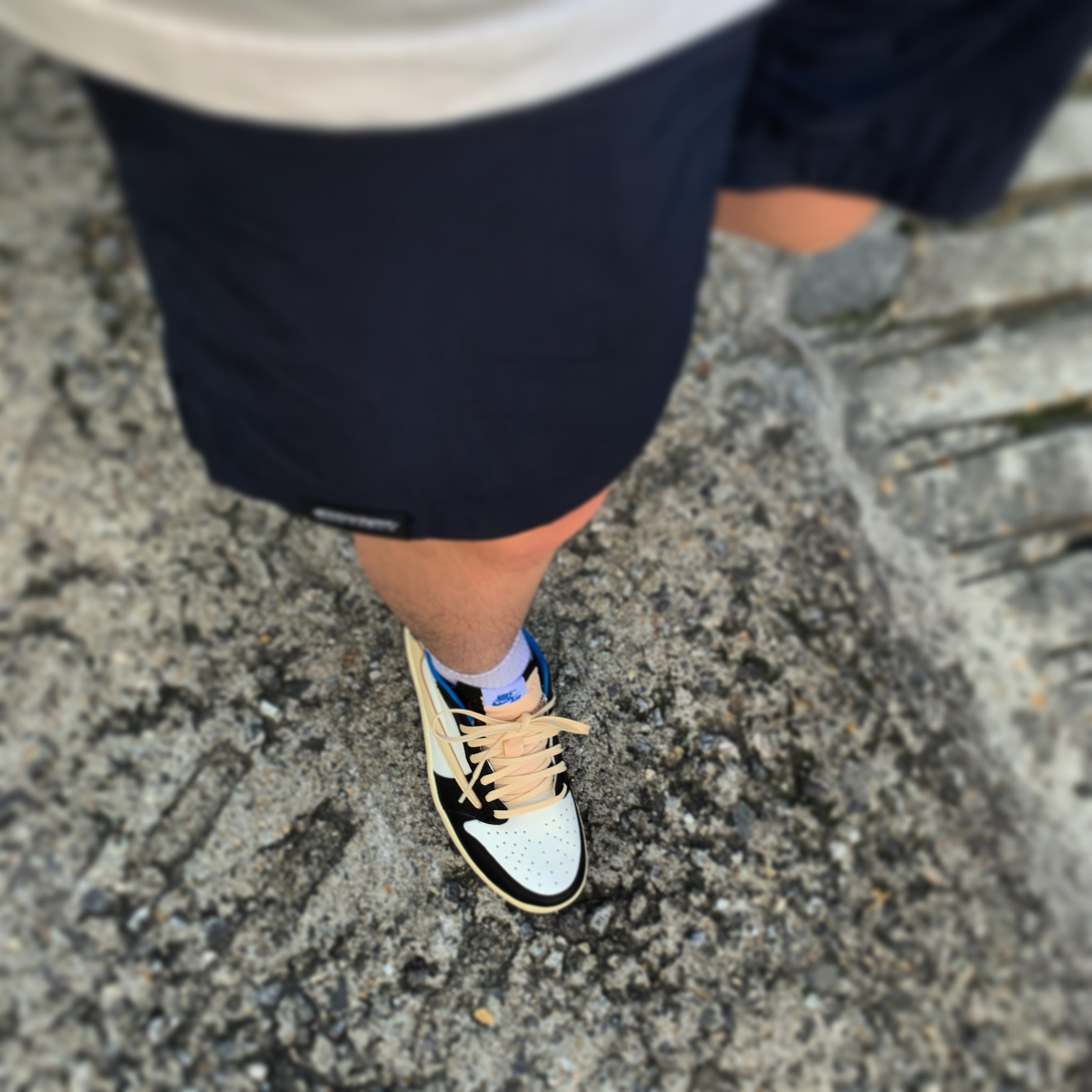 Jordan 1 x Travis Scott x Fragment Retro Low OG SP Military Blue 착용 스타일
