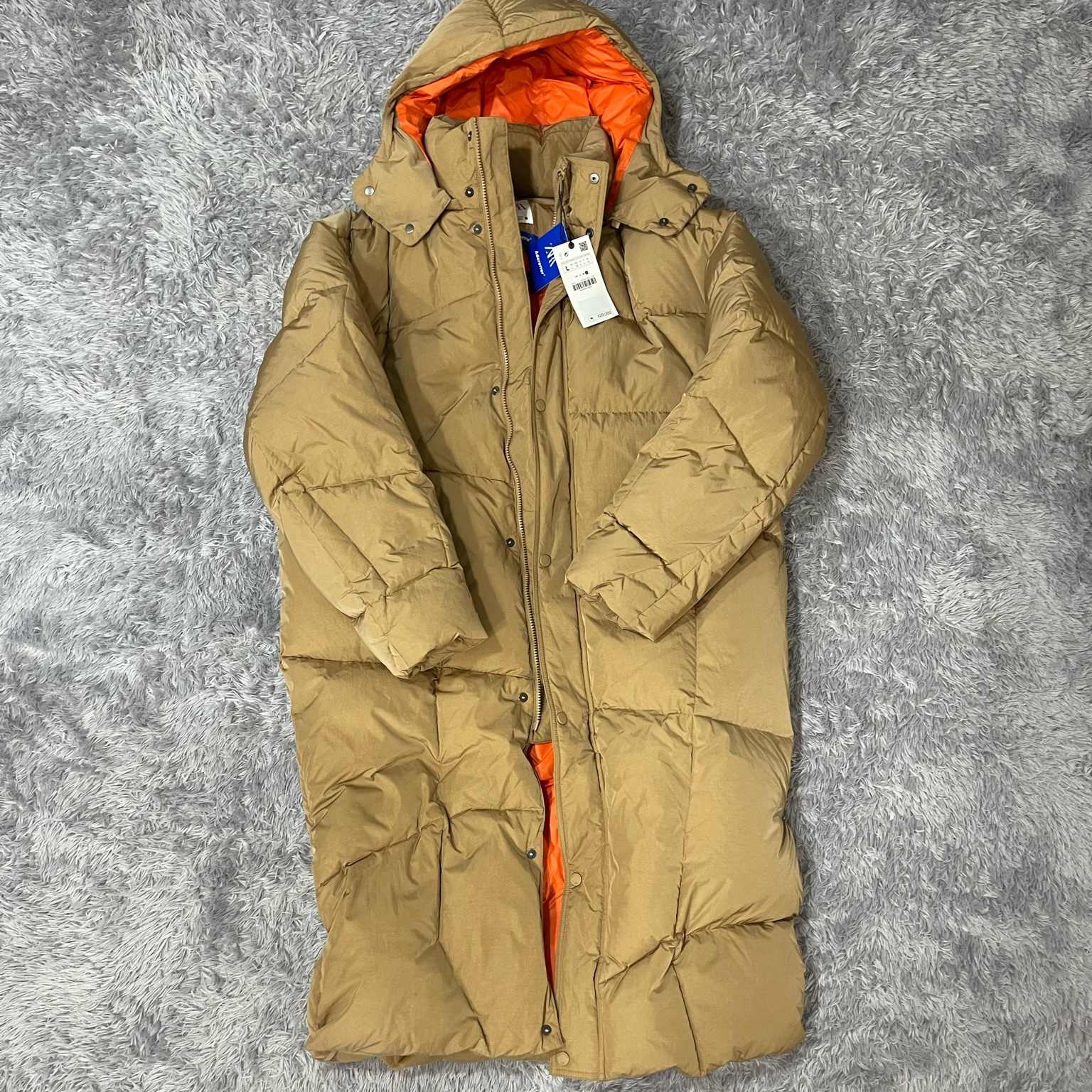 Zara x Ader Error Longline Quilted Jacket Taupe Brown 착용 스타일 - 2