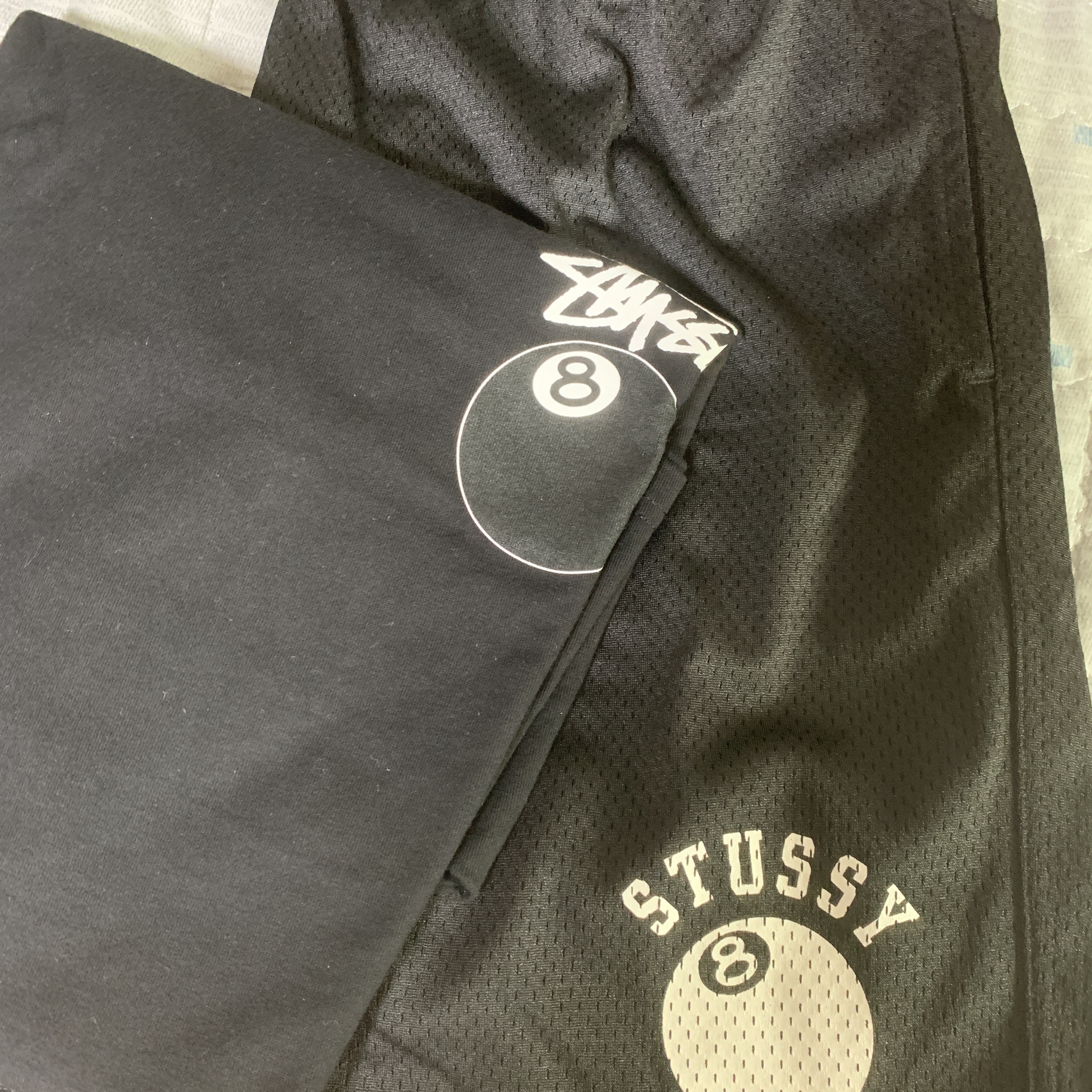 Stussy 8 Ball T-Shirt Black - 22SS, Stussy 8 Ball Mesh Shorts Black 착용 스타일