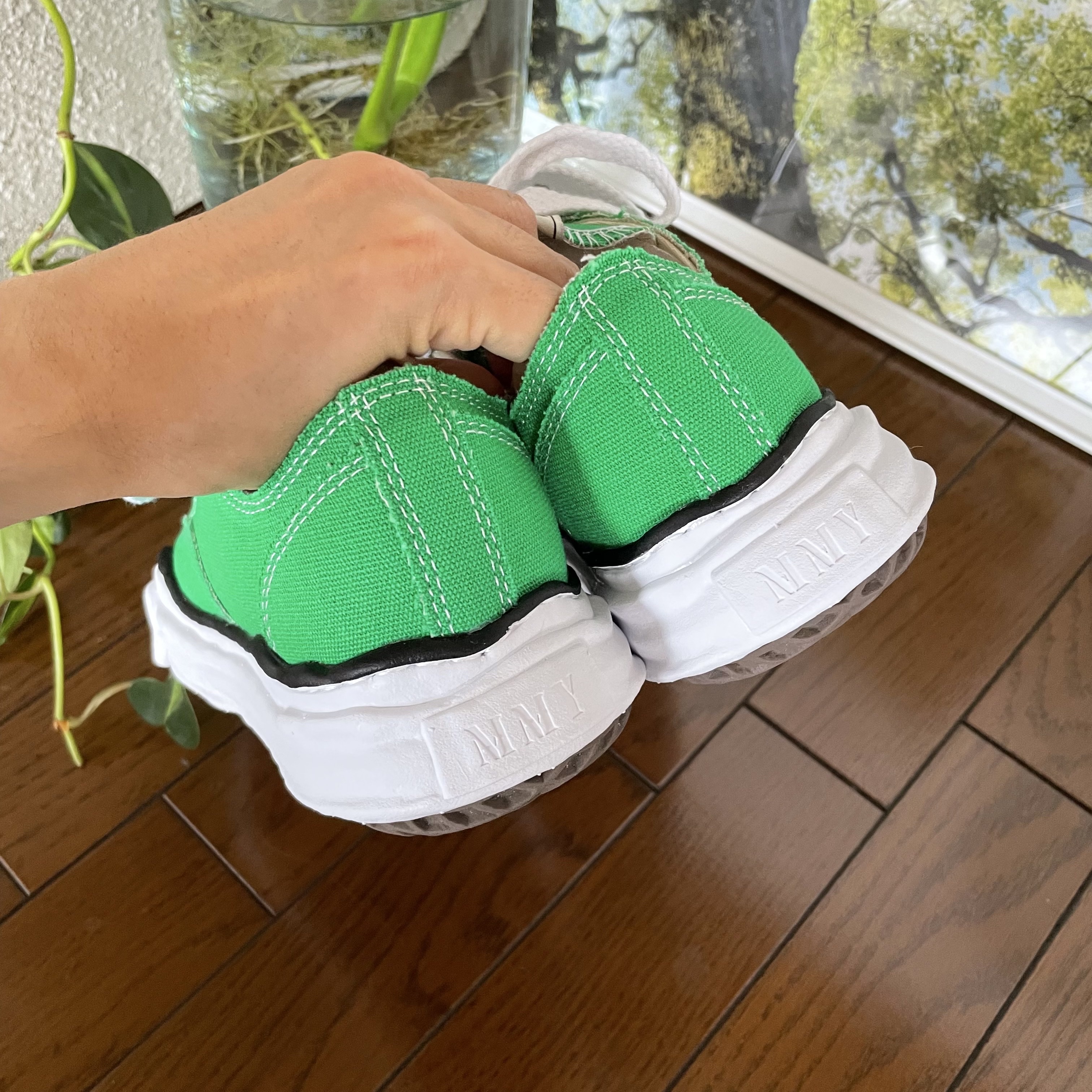 Maison Mihara Yasuhiro Peterson OG Sole Canvas Low Sneakers Green 착용 스타일 - 3