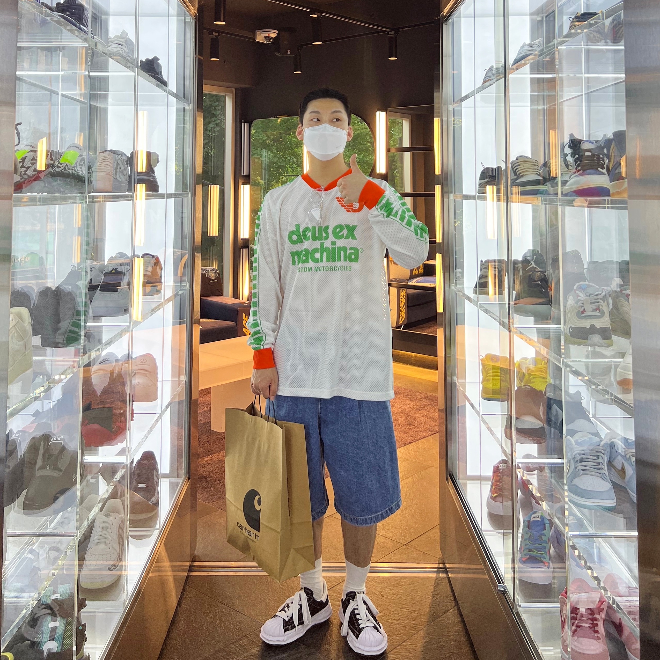 Maison Mihara Yasuhiro Blakey OG Sole Canvas Low-top Sneakers Black White 착용 스타일