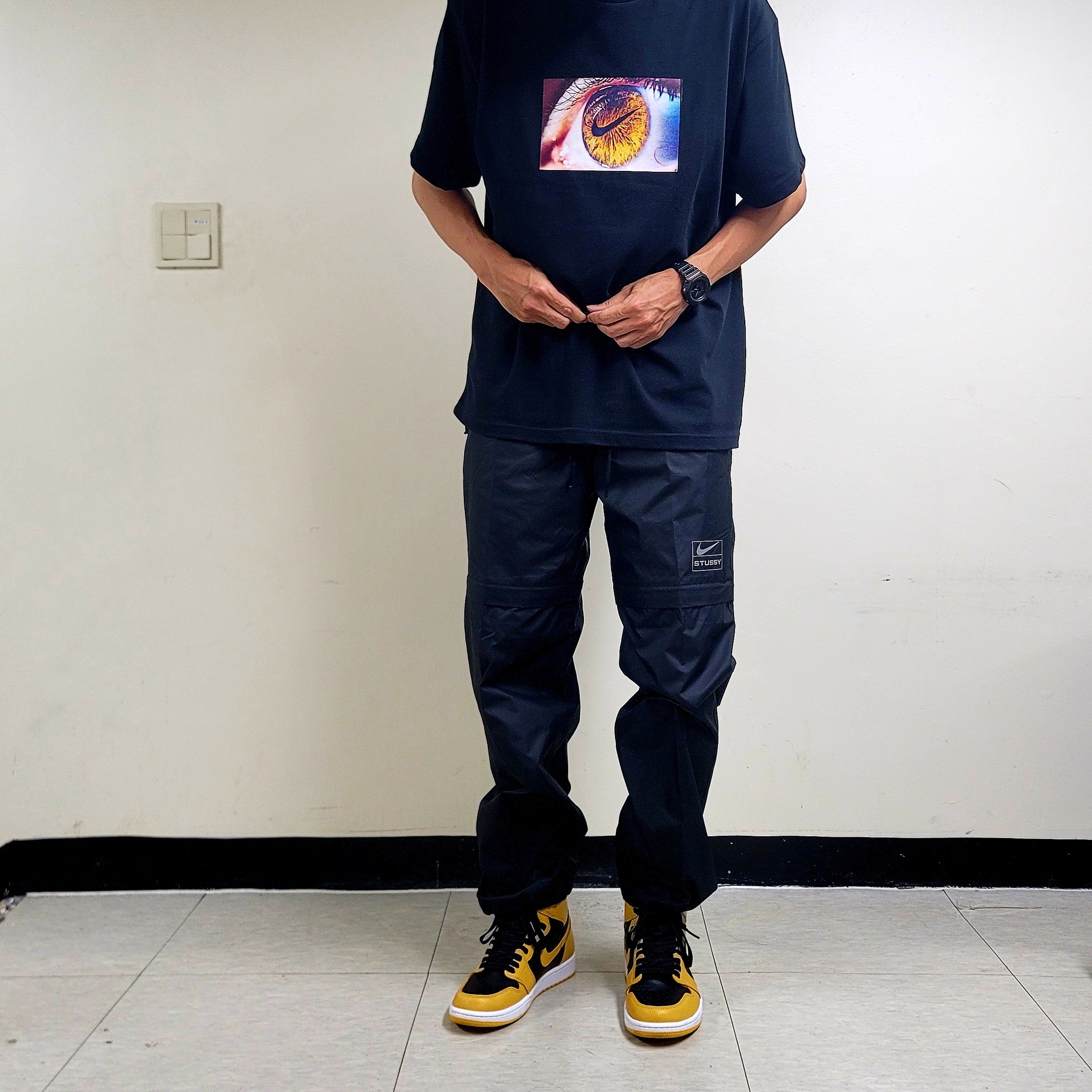 Nike x Stussy NRG FL Storm-Fit Pants Black (DO7170-010), Jordan 1 Retro High OG Pollen 착용 스타일 - 1
