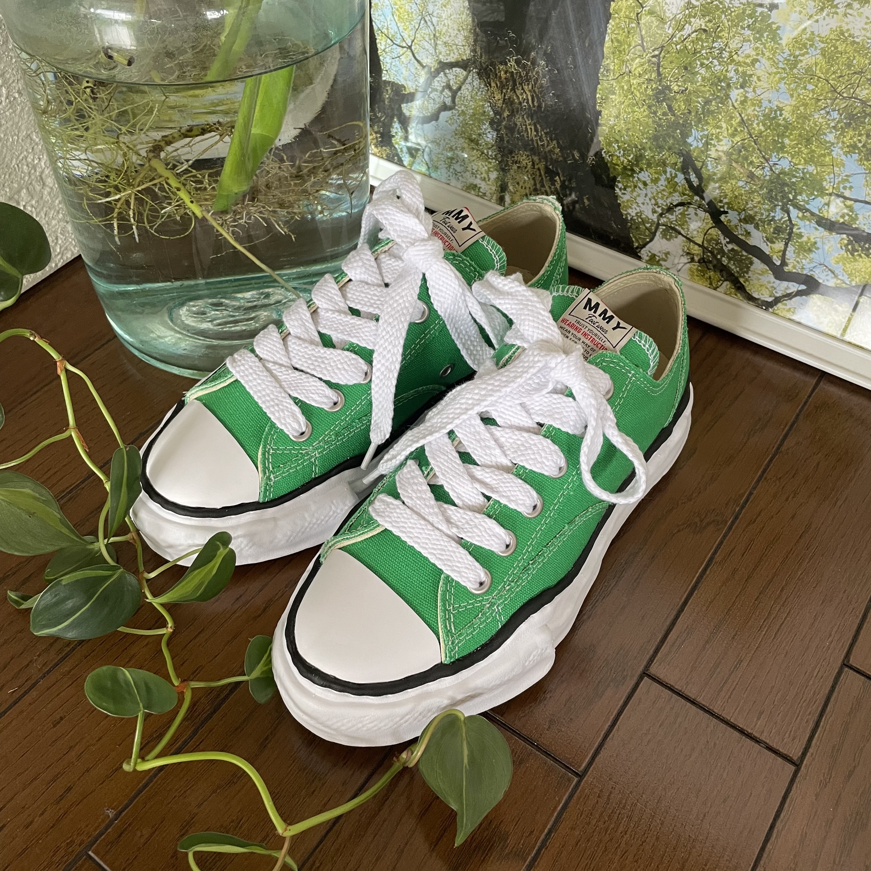 Maison Mihara Yasuhiro Peterson OG Sole Canvas Low Sneakers Green 착용 스타일 - 1