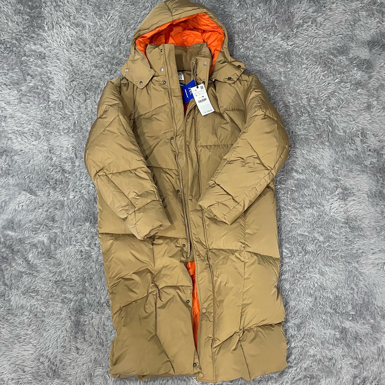 Zara x Ader Error Longline Quilted Jacket Taupe Brown 착용 스타일 - 3