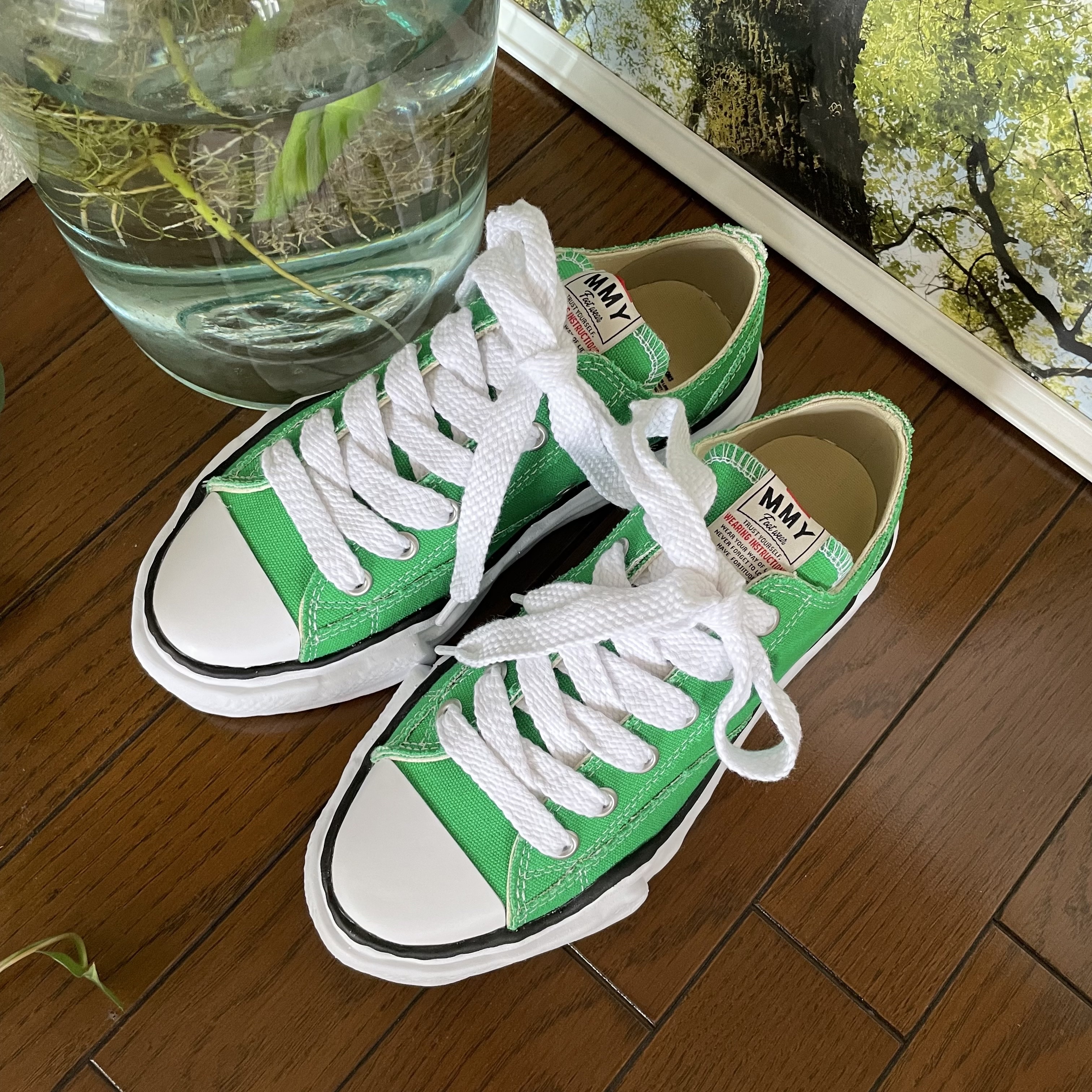 Maison Mihara Yasuhiro Peterson OG Sole Canvas Low Sneakers Green 착용 스타일 - 2