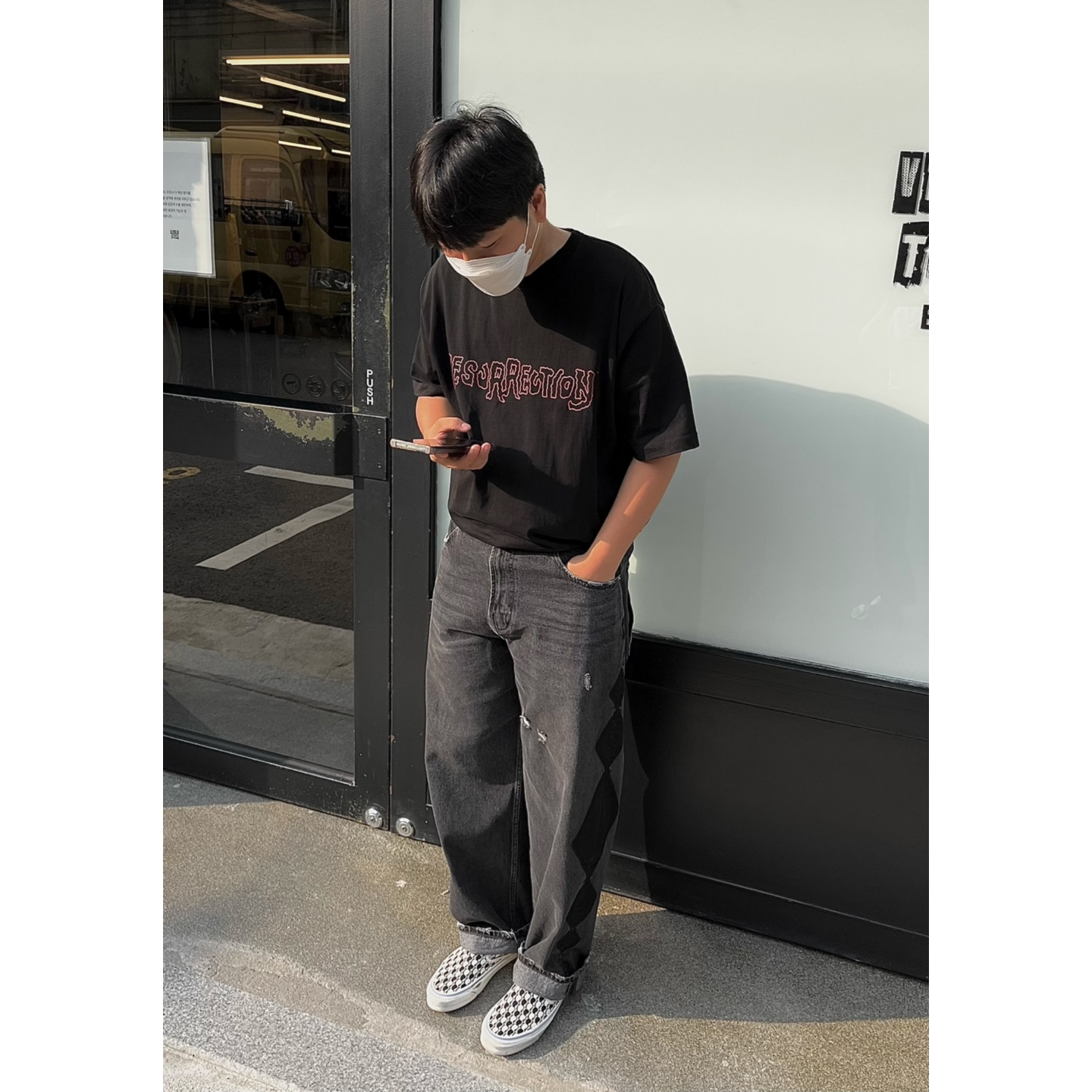 Vans Vault x Brain Dead OG Slip-On LX Black White 착용 스타일