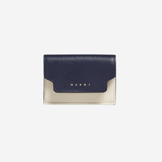 마르니 사피아노 트라이폴드 지갑 블루블랙 쉘 모카