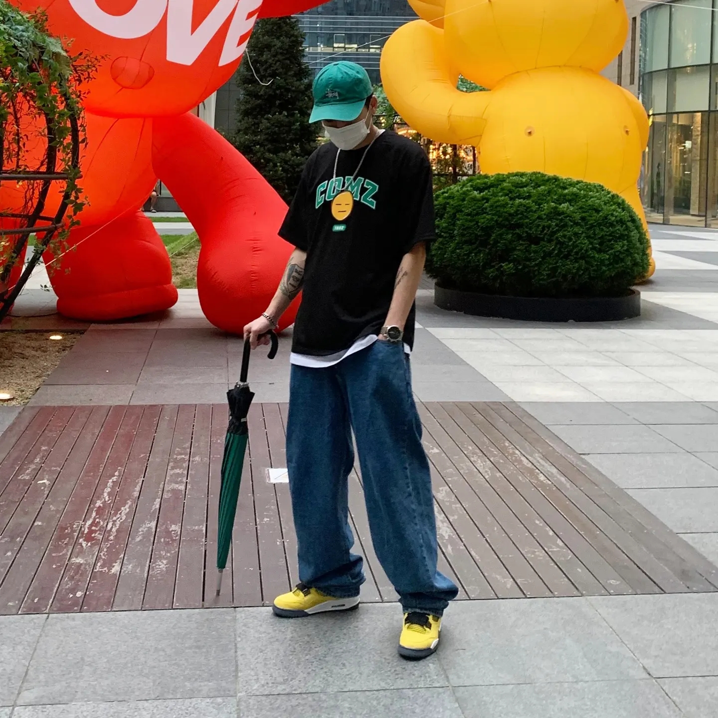 Jordan 4 Retro Tour Yellow, Supreme Backpack Black - 22SS 착용 스타일 - 1