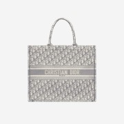 Dior Large Book Tote Grey Dior Oblique Embroidery