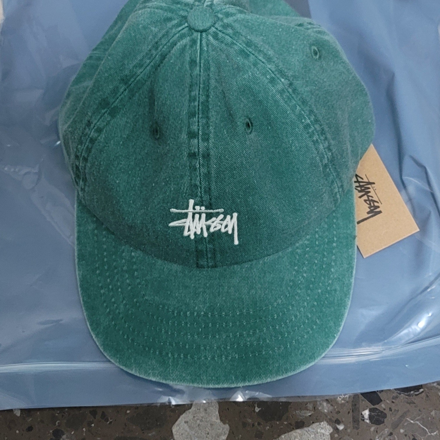 Stussy Washed Stock Low Pro Cap Green 착용 스타일