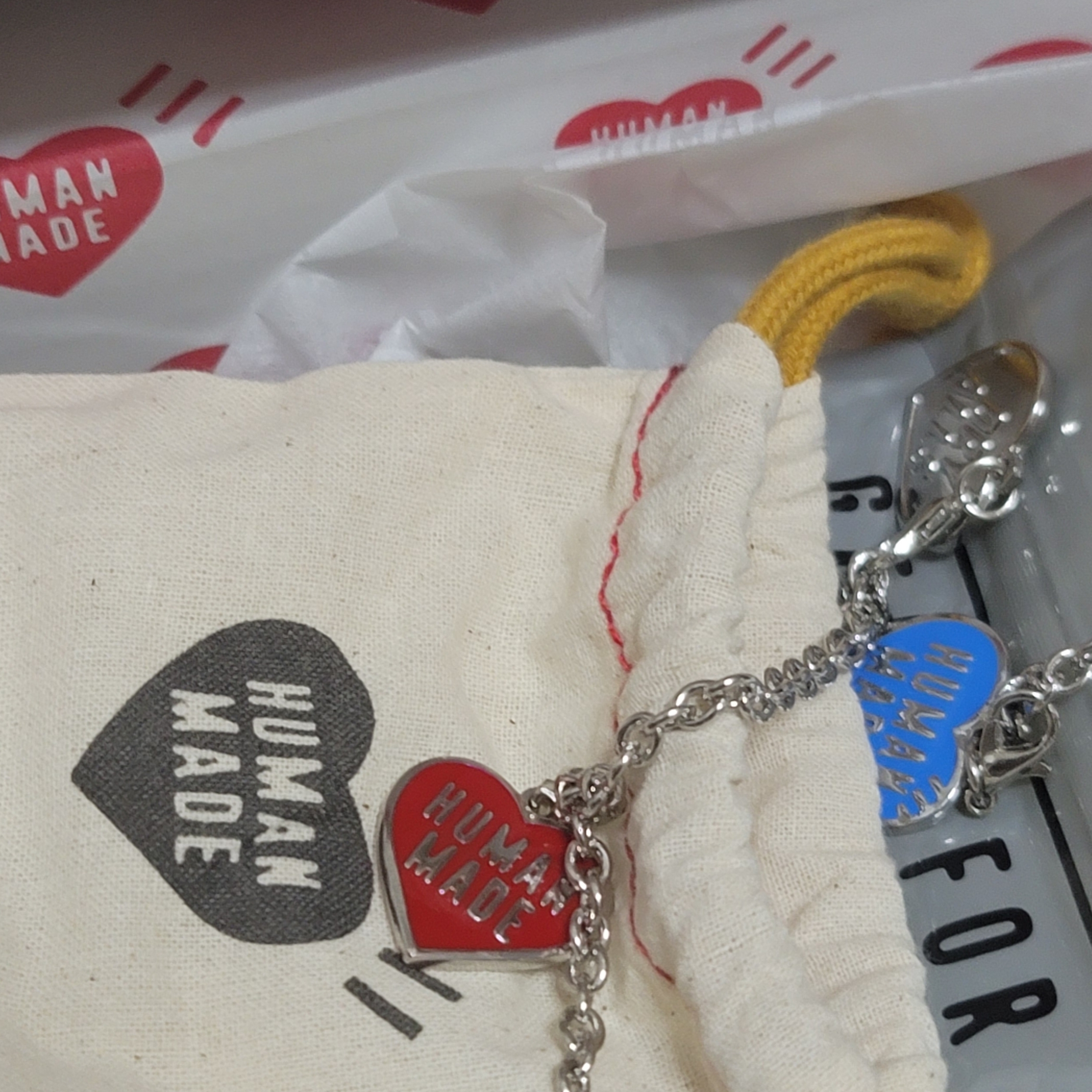 Human Made Five Heart Necklace Silver 착용 스타일