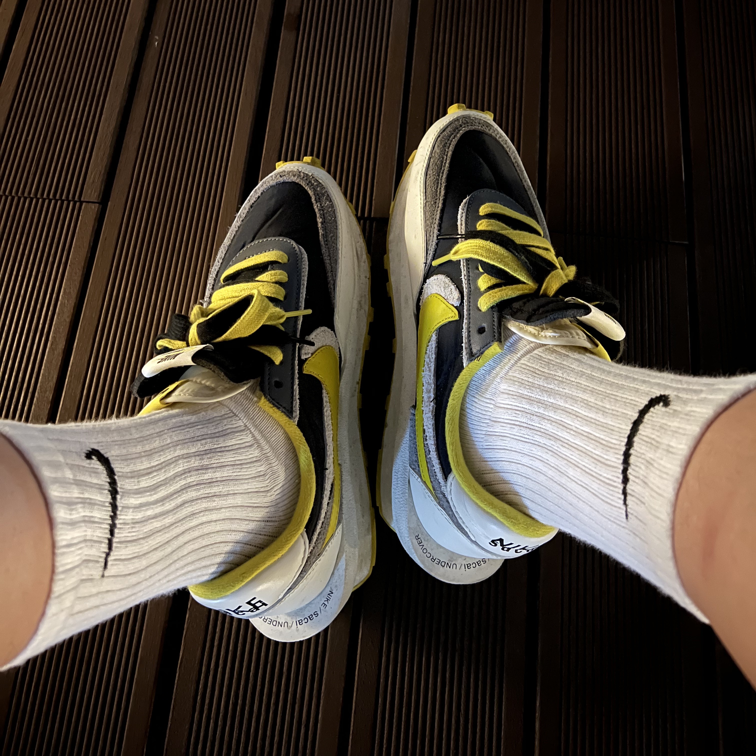 Nike x Sacai x Undercover LDWaffle Black Bright Citron 착용 스타일