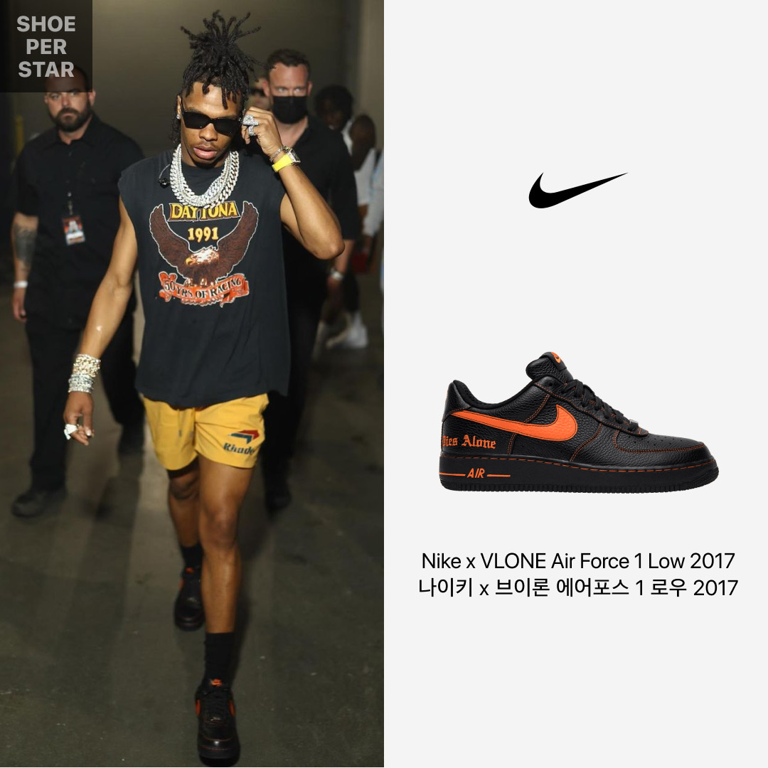 Nike x VLONE Air Force 1 Low 2017, Louis Vuitton x Nike Air Force 1 Low by Virgil Abloh White Comet Red 착용 스타일 - 2
