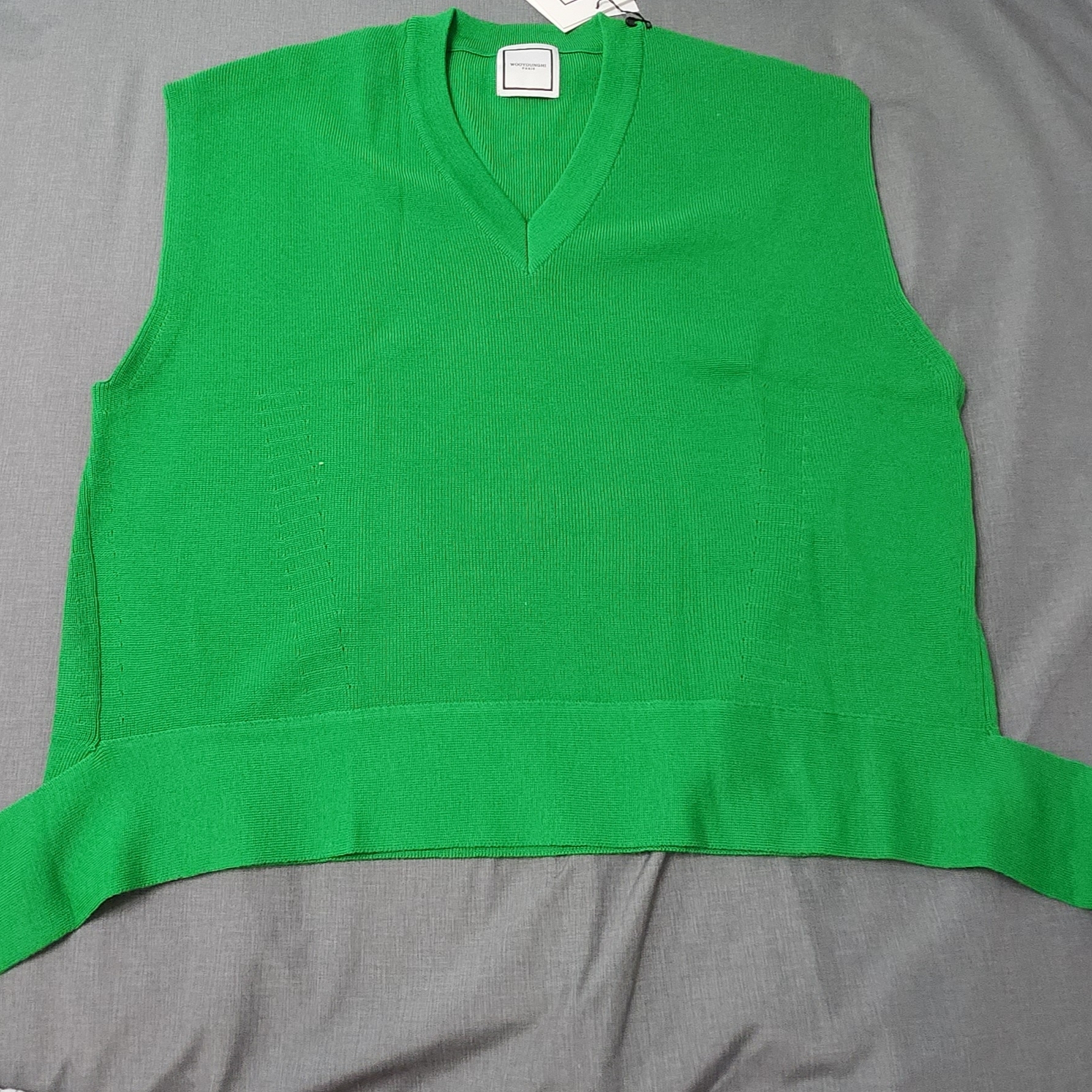 Wooyoungmi Knit Vest Green - 22SS 착용 스타일 - 2