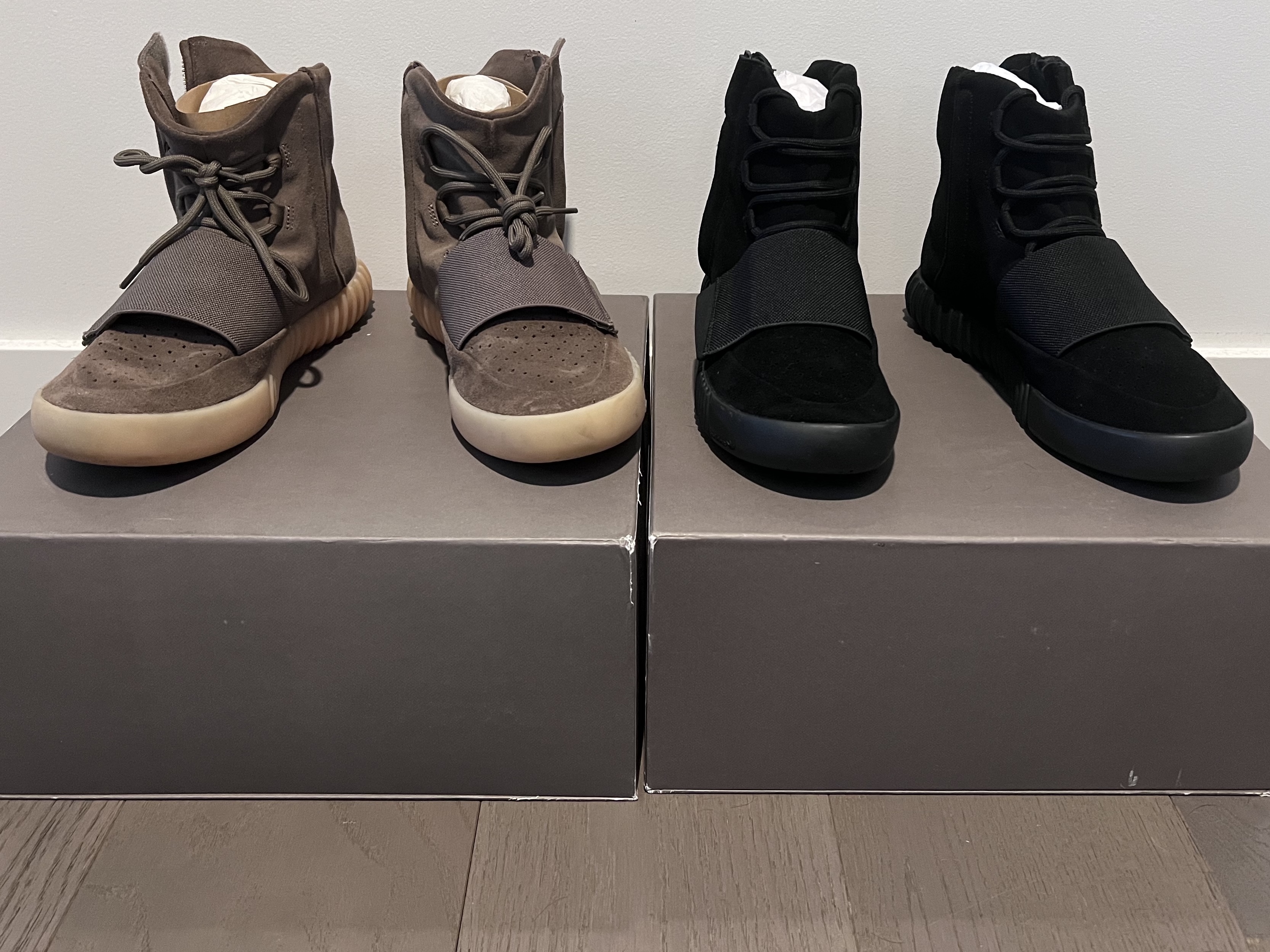 Adidas Yeezy Boost 750 Light Brown Gum (Chocolate), Adidas Yeezy Boost 750 Triple Black 착용 스타일