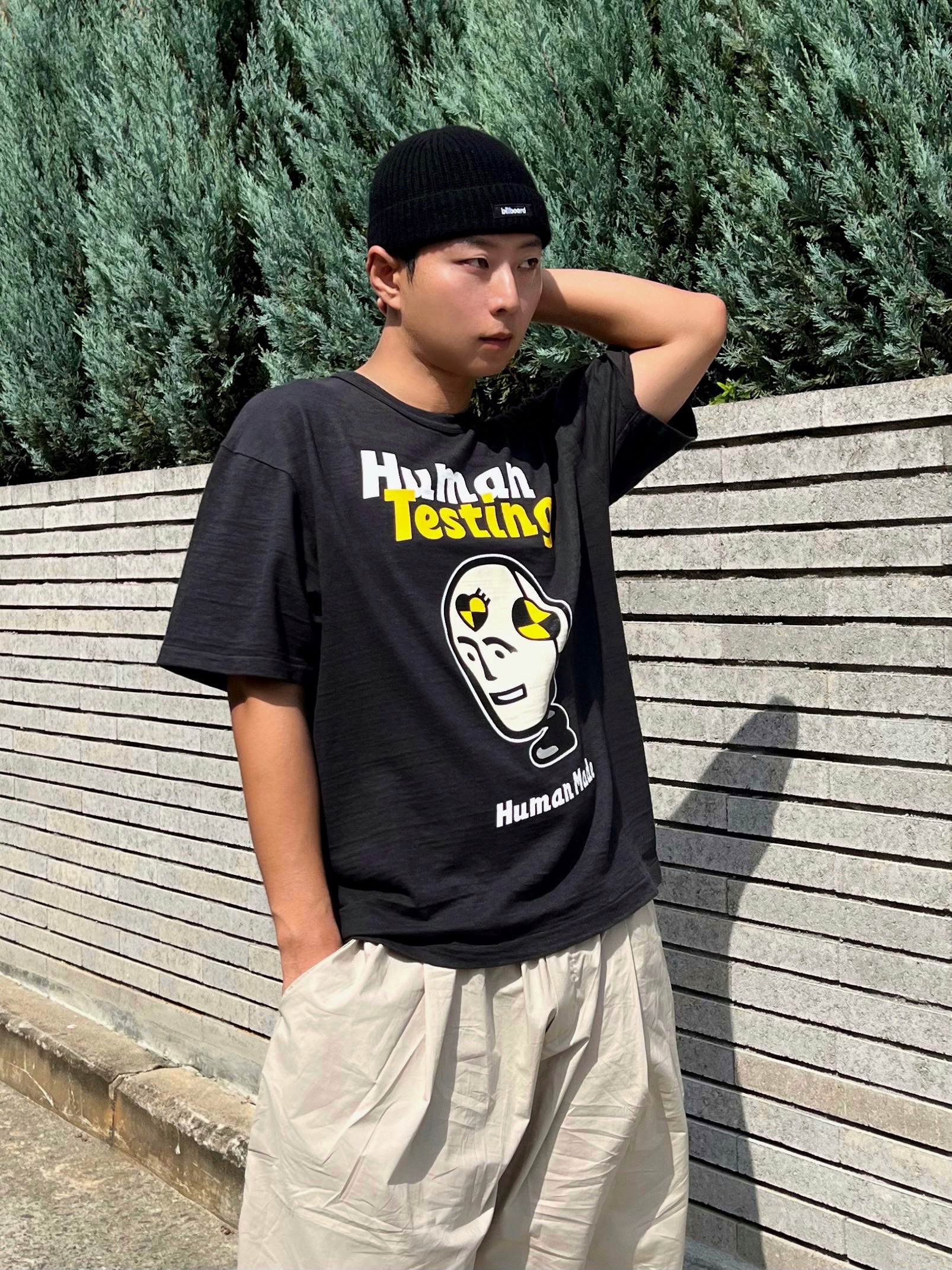 Human Made x A$AP Rocky Human Testing T-Shirt Black 착용 스타일 - 1