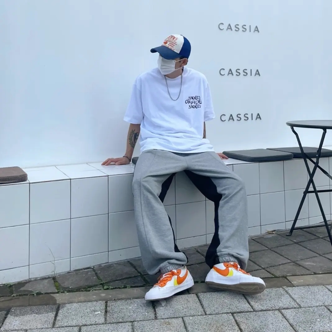 Nike x Sacai Blazer Low Magma Orange 착용 스타일 - 2