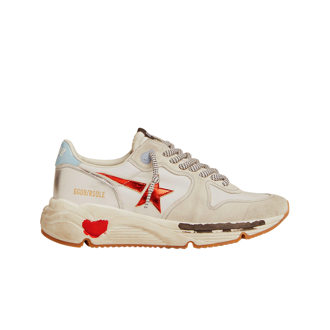 (W) 골든구스 러닝 솔 스니커즈 화이트 아이스 그레이 레드((W) Golden Goose Running Sole Sneakers White Ice Gray Red) - 1