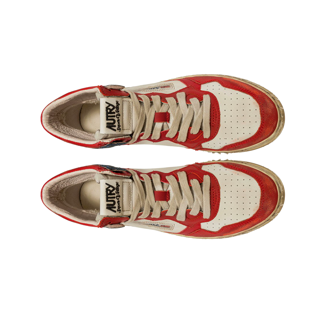 오트리 슈퍼 빈티지 메달리스트 미드 레더 스니커즈 화이트 레드 블루(Autry Super Vintage Medalist Mid Leather Sneakers White Red Blue) - 2