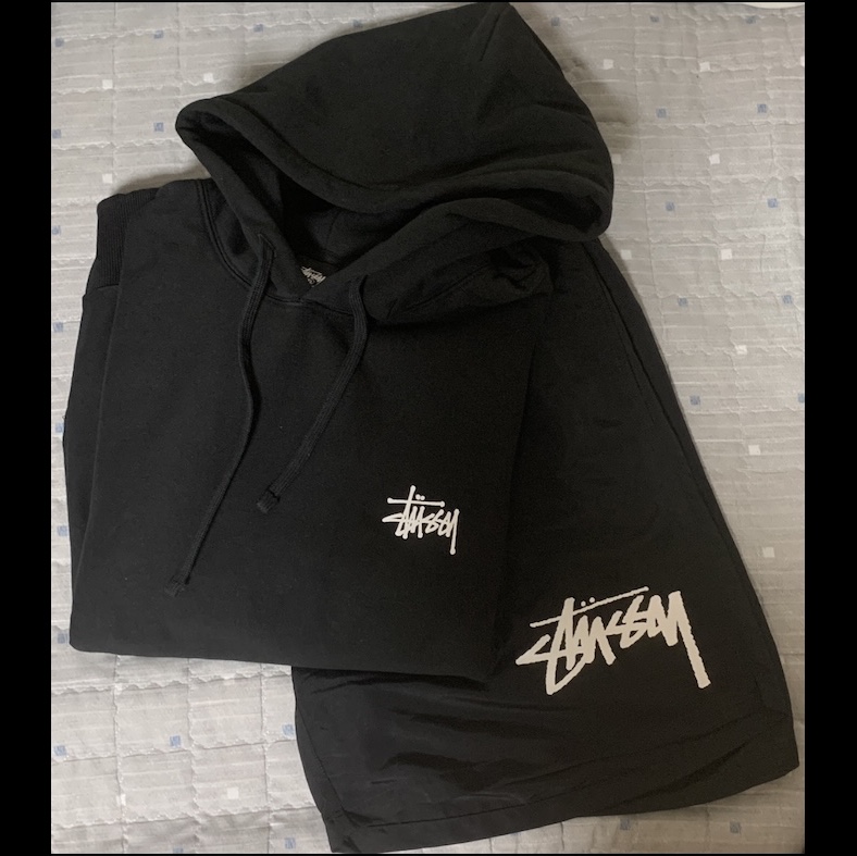 Stussy Big Stock Water Shorts Black, Stussy Basic Stussy Hoodie Black 2022 착용 스타일
