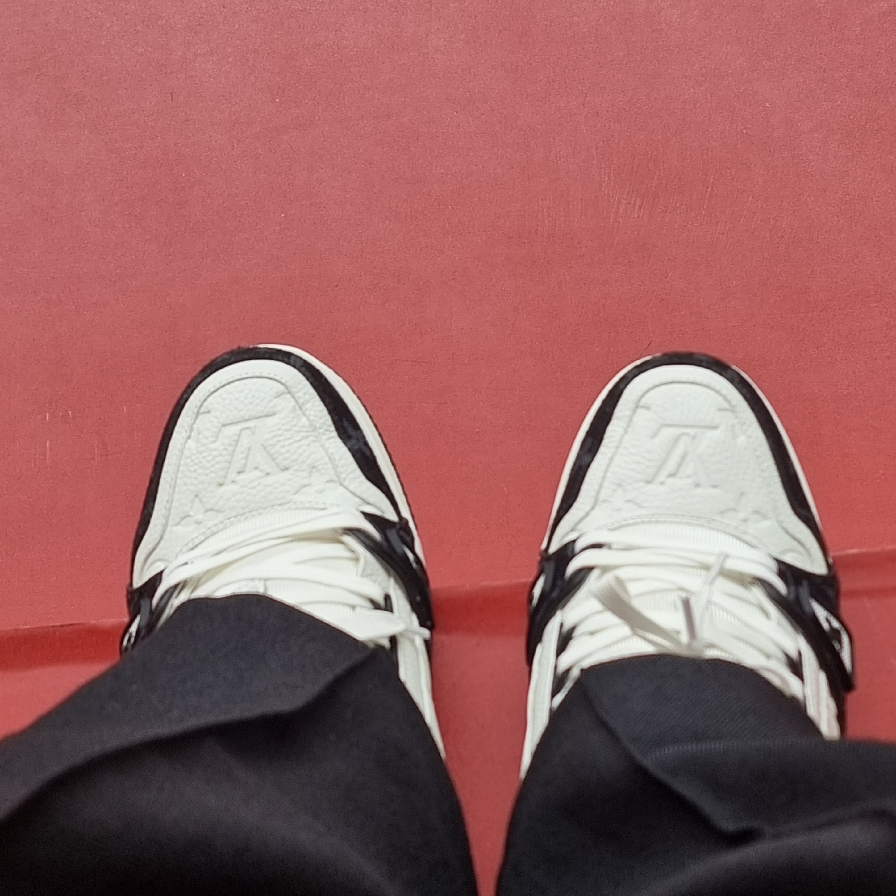Louis Vuitton LV Trainer Sneakers Monogram Denim Black 착용 스타일 - 2